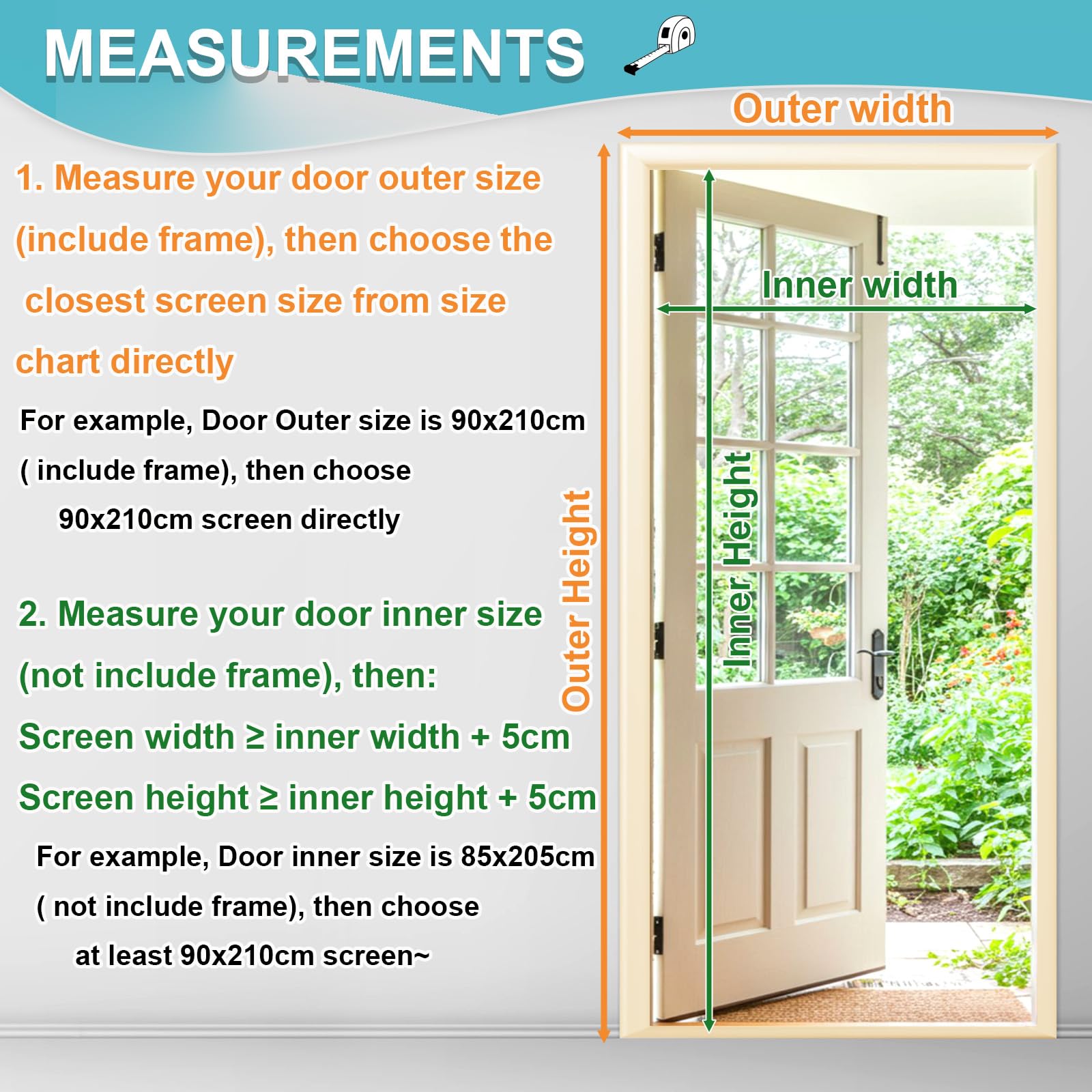 Magnetic Screen Door Mesh, Fit Door 28 x 80 inch, Black Actual Net Screen Size Include Edges 30" x 82" for Patio, Sliding Door, Keeps Bugs Out, Fresh Air Flow, Self Closing — view 6