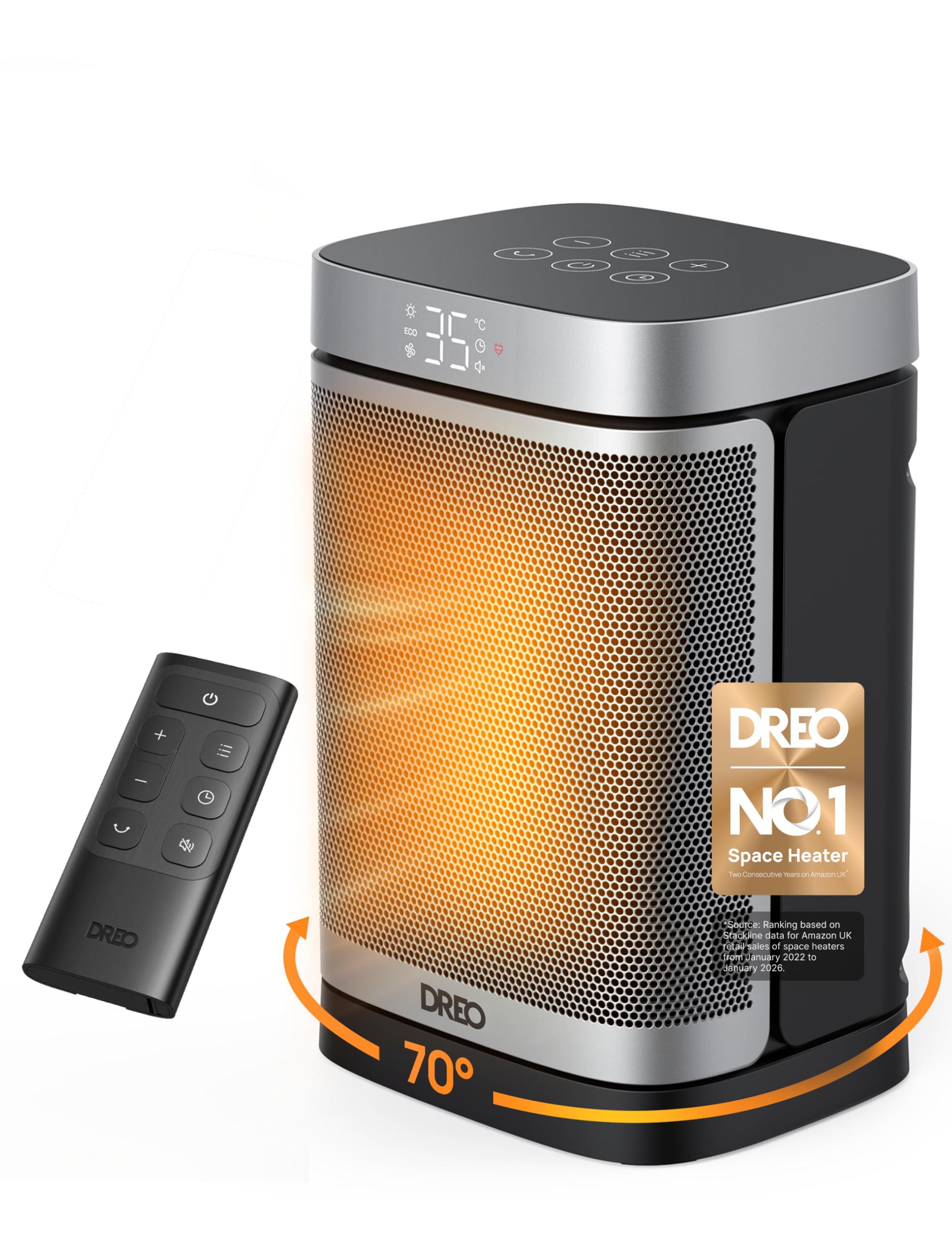 Dreo Electric Space Heater, 70° Oscillating Portable Heaters for Home, 1500W PTC Ceramic Heater with Thermostat, Remote Control, 3-Mode 3-Speed, 1-12H Timer, Overheat & Tip-Over Protection, ECO-Mode