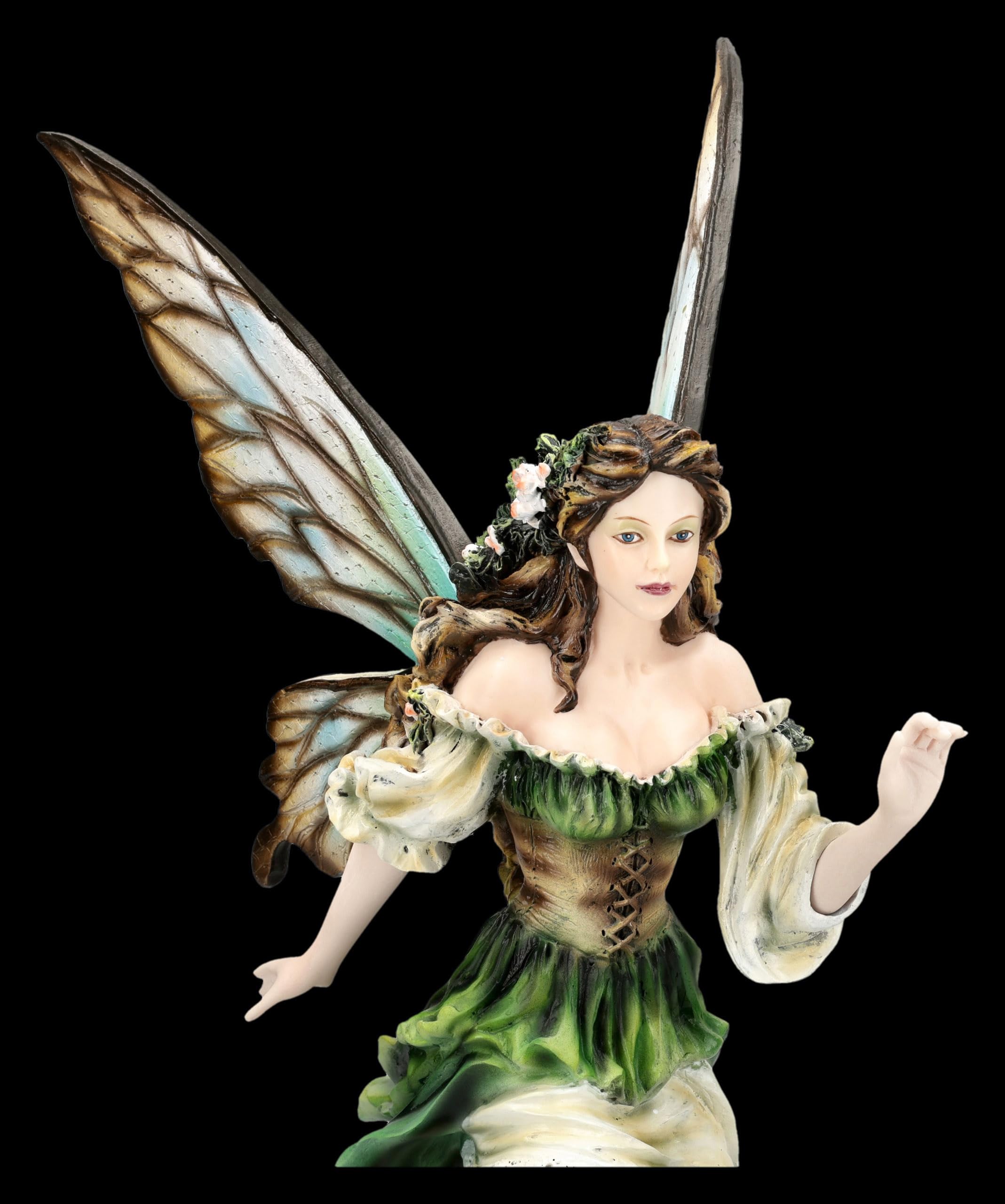 Figuren Shop GmbH Elfenfigur – Waldelfe Aelwen mit Fuchs – handbemalte Fantasy-Deko (40,5 cm) – Tales of Aurelion Collection – Geschenkidee für Elfen- & Naturfreunde