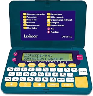 Lexibook, Dictionnaire électronique Officiel du Scrabble ODS9, Larousse FISF, Format Ergonomique, Large Touches, Arbitre, correcteur d’orthographe, définitions, à Piles, Vert/Bleu, SCR9FR