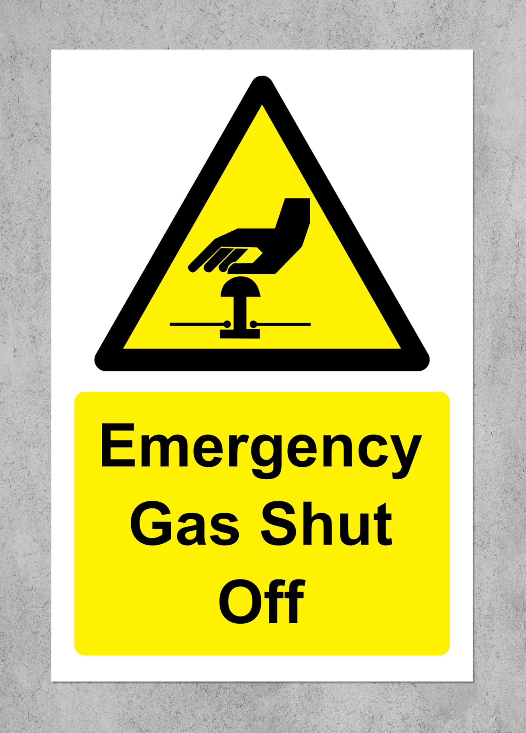 Emergency gas shut off safety sign - 1mm Plastic sign (400mm x 300mm)