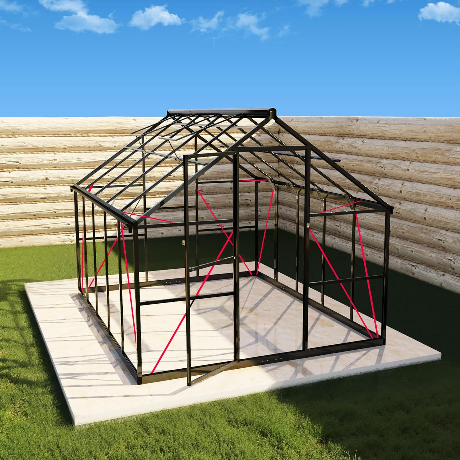 8x10 FT Greenhouse, Polycarbonate Green House with Quick Setup Structure and Roof Vent, Aluminum Large Walk-in Greenhouse for Outside Garden Backyard, Black
