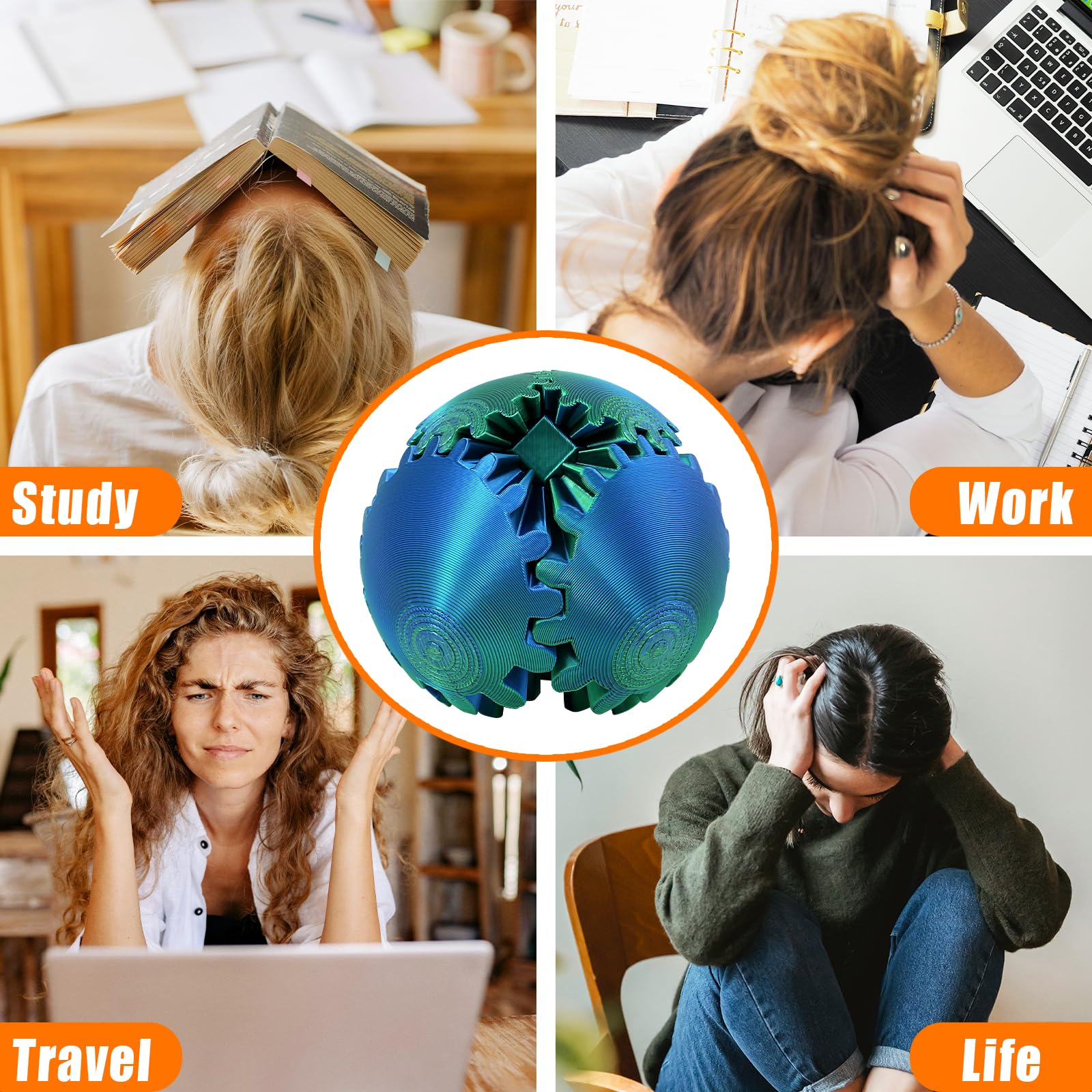 Bkemkri Boule d'engrenage avec Impression 3D, Balle tourbillonnante Steampunk, Spin Ball Cube Fidget Toy, Balle Anti-Stress 3D Gear et Jouet de Relaxation, pour Soulager Stress et L'anxiété Bkemkri Boule d'engrenage avec Impression 3D, Balle tourbillonnante Steampunk, Spin Ball Cube Fidget Toy, Balle Anti-Stress 3D Gear et Jouet de Relaxation, pour Soulager Stress et L'anxiété