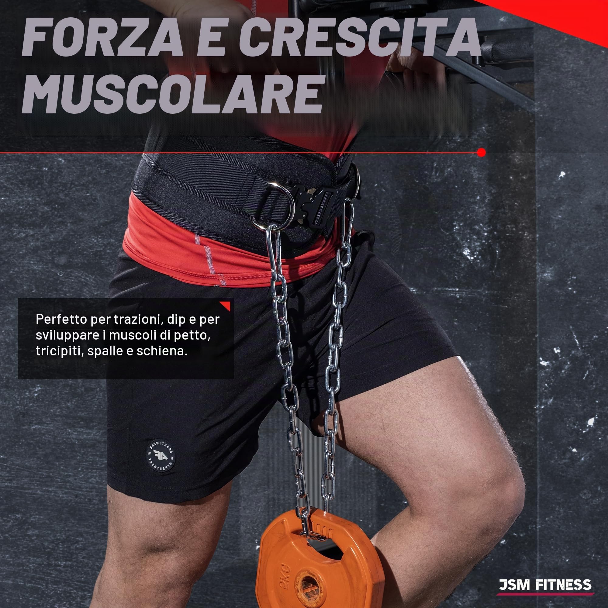 Cintura per Zavorra Palestra con Catena 240kg e 2 Moschettoni - Cintura Pesi Bodybuilding e Calisthenics Uomo | Supporto Neoprene per Dip, Fitness, Powerlifting, CrossFit