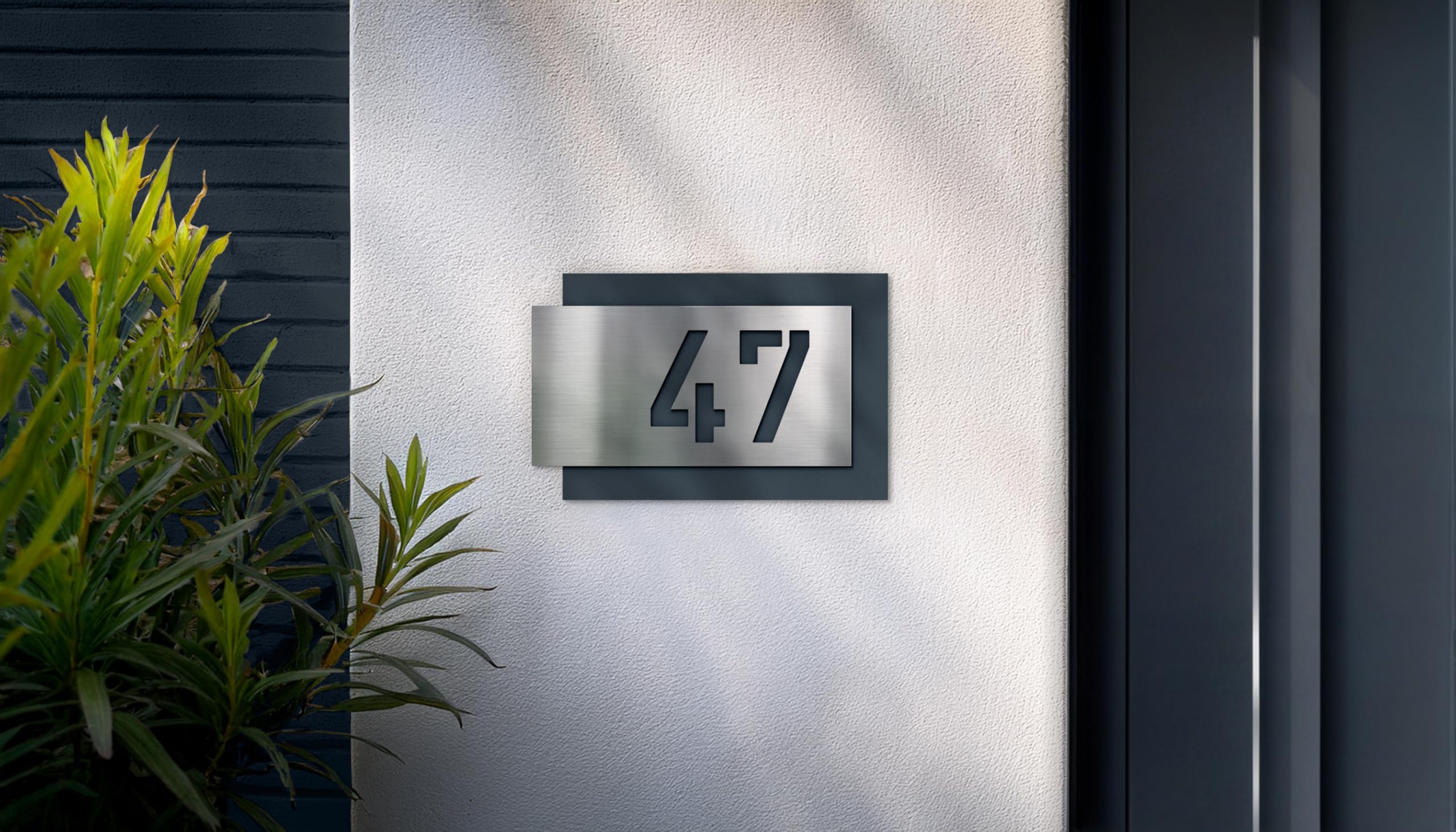 Metzler numero civico acciaio inox targa personalizzata antracite RAL7016 effetto 3D inciso laser resistente alle intemperie robusta targhetta casa esterna Made in Germany