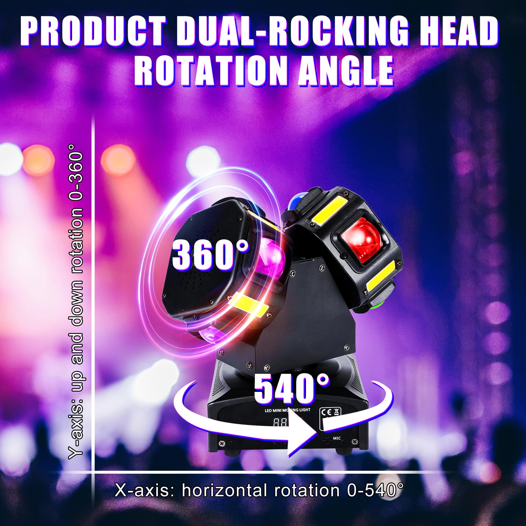 120W DJ Luci, 8LEDs 10W luci discoteca, Luce da Palcoscenico e Feste con strobo ad alta luminosità, Auto, Attivato dal Suono e DMX512 Controllo per Discoteca Club DJ Bar Halloween Natale