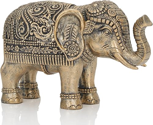 Estatua de elefante, decoración de Feng Shui, oro antiguo de 8 pulgadas, regalo de elefante de la buena suerte, Elefantes decorativos para sala