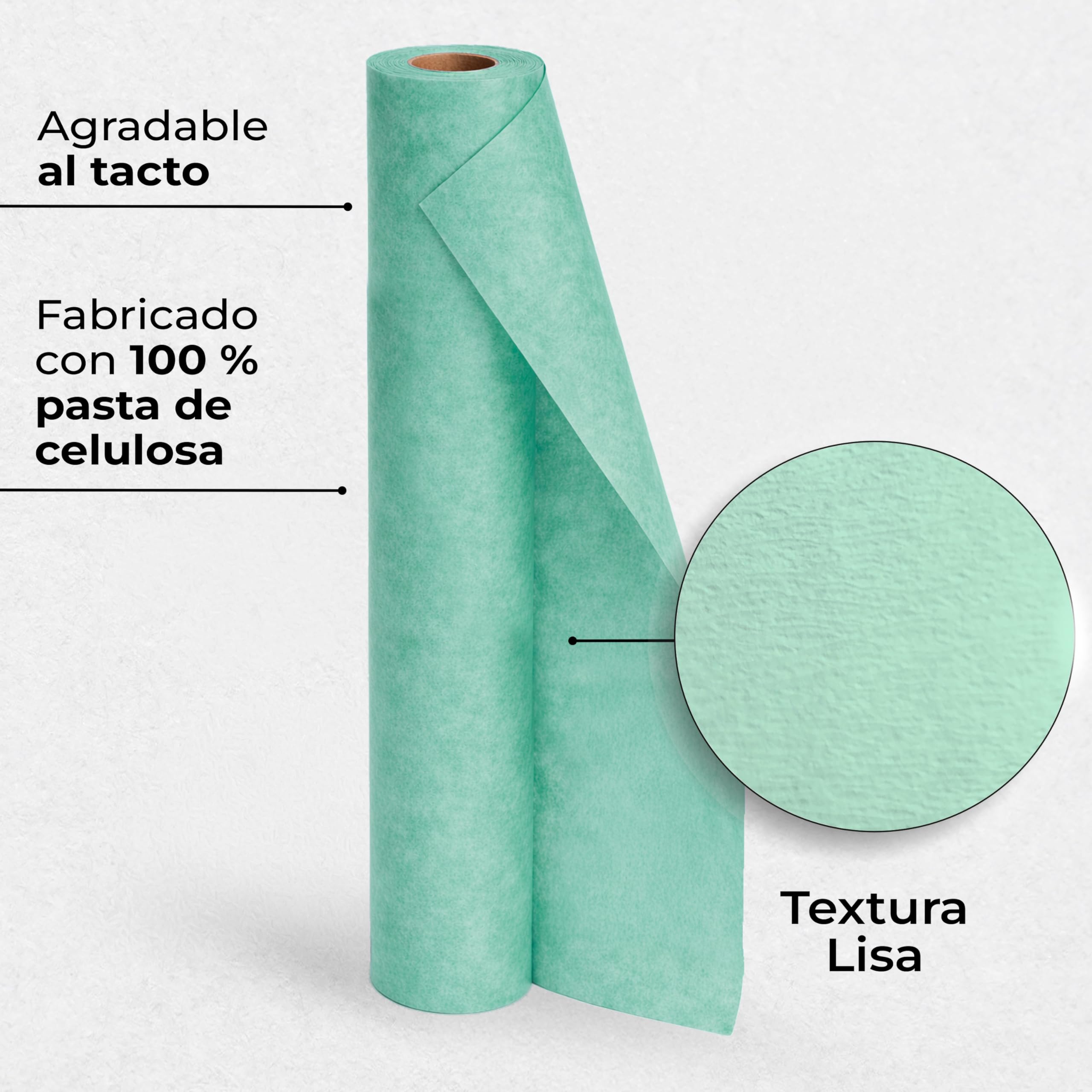 Papel de camilla Parafinado (caja de 6 unidades) de 0,60 x 60m (1,5kg) | Rollo Color Verde Parafinado Sin Precorte