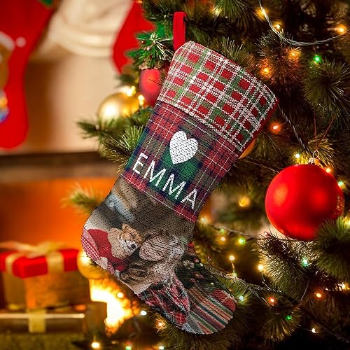 Miniatura 8 de COLORSFORU Medias de Navidad personalizadas con lentejuelas, medias de Navidad con nombres, medias personalizadas de Navidad para niños, calcetines