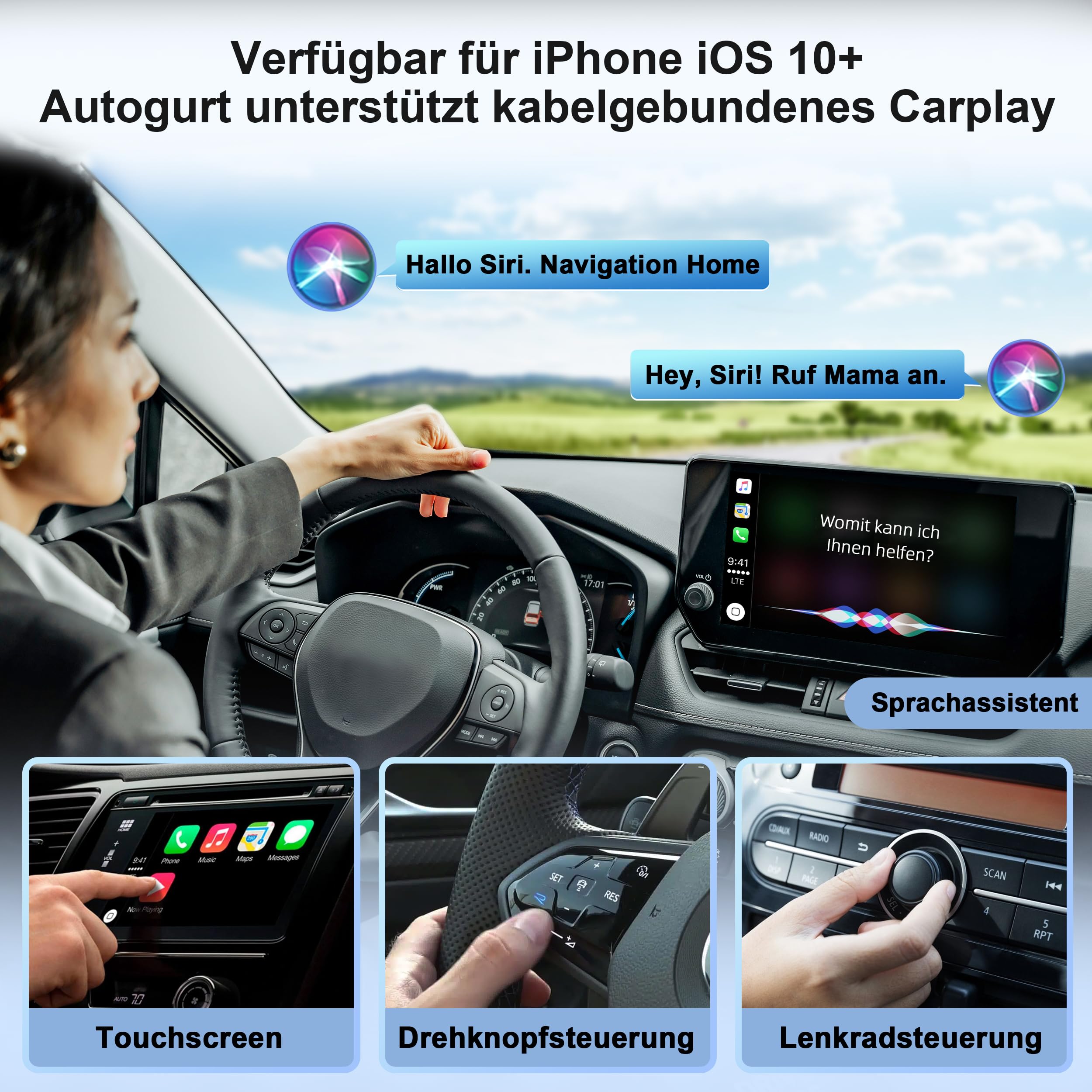 Letitwell Wireless Carplay Adapter La Nouvelle Version est Rapide et Stable, Plug-and-Play Type-c/USB, Mini Carplay Adapter Filaire à sans Fil, adapté à l'iPhone iOS 10+ et aux Voitures avec carplay