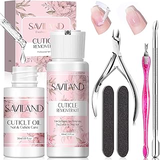 Saviland Cuticle Remover,Cuticle Oil – Nail Care Kit with Cuticle Remover Cream & Cuticle Oil Nail Tools Kit Cuticle Pusher Fork Trimmer for Cuticle Softener & Moisturize Manicure Kit