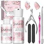 SAVILAND Cuticle Remover and Cuticle Oil Kit - Nail Care Kit with Cuticle Remover Liquid & 1.01 oz Cuticle Oil Cuticle Trimmer for Cuticle Softener & Moisturize Manicure Kit for Home Use