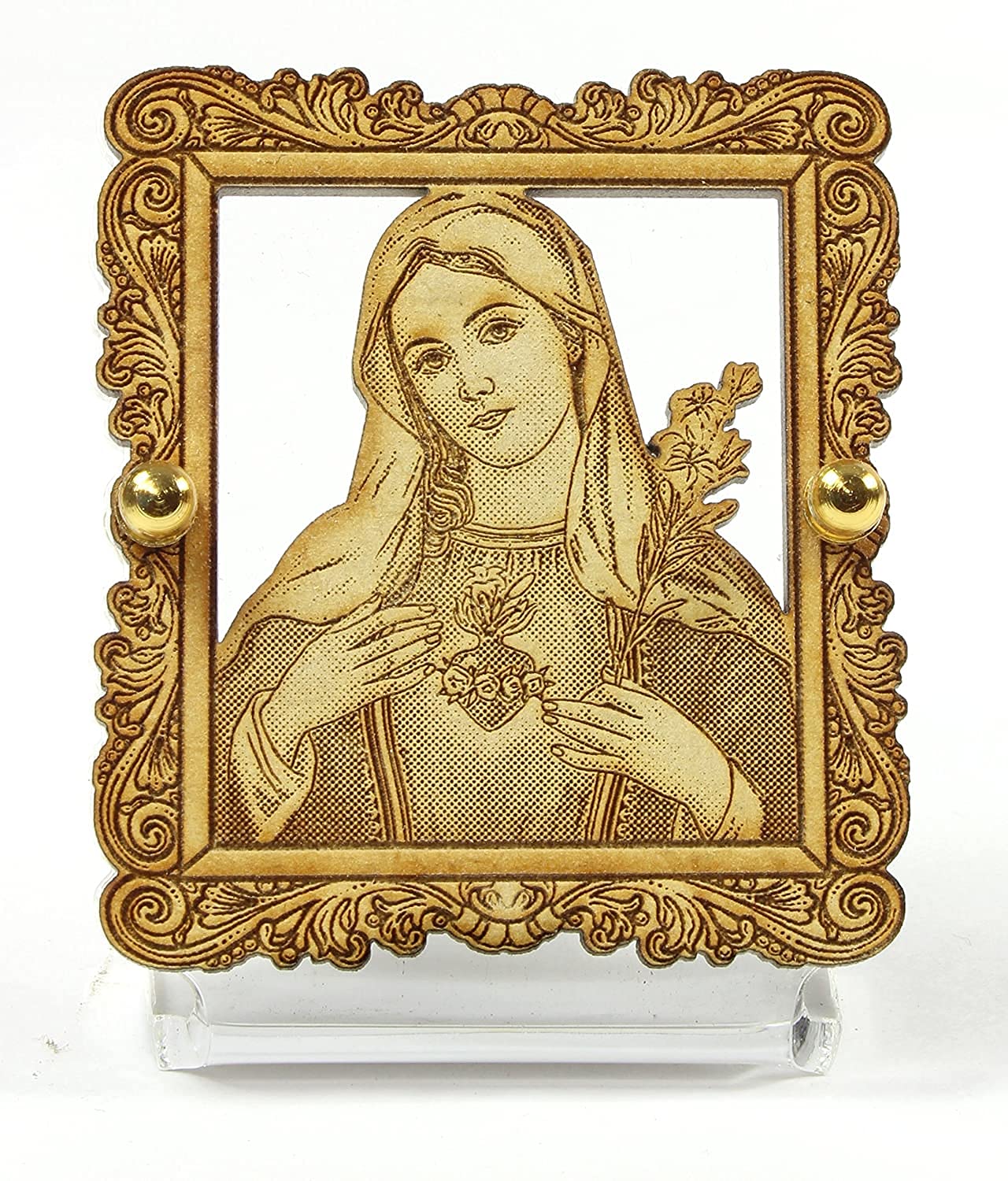 Idole en bois Sainte Marie 3x6.5x5 cm avec Japa mala pour voiture