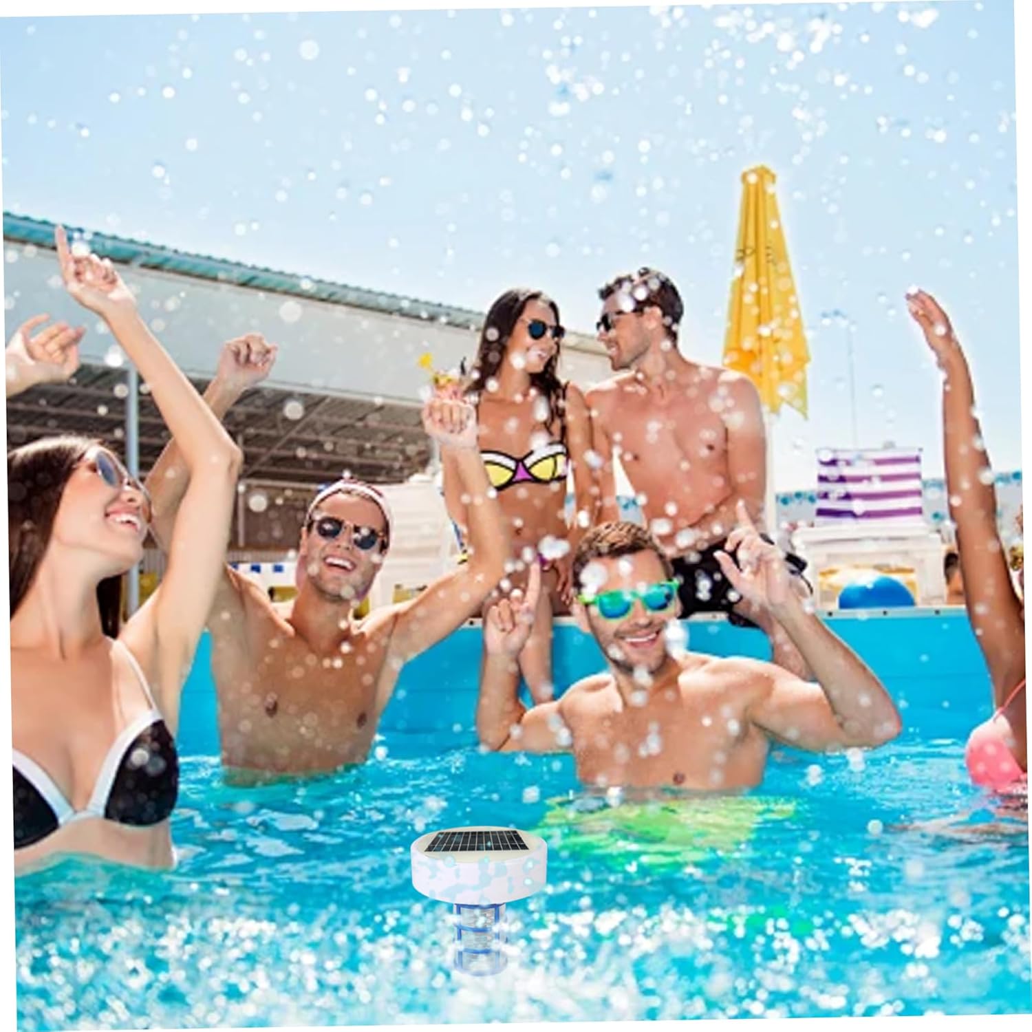 Solar Pool Ionizer Floating Copper Pool Ionizer with Brushes for Above Ground, Copper for Reducing Chlorine, Purifying Water