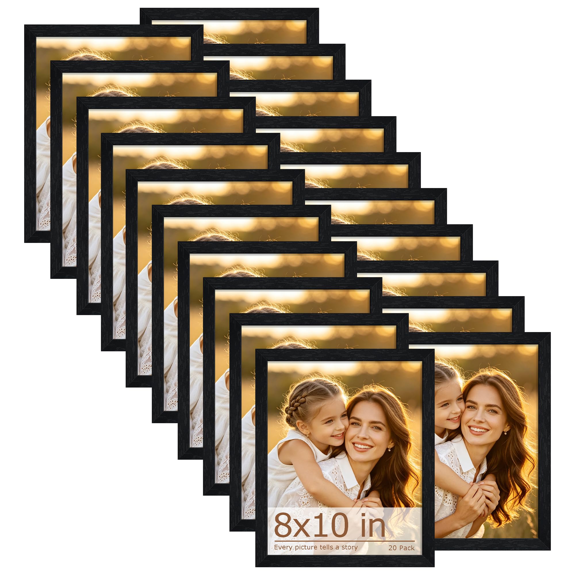 Photo 1 of Fisnish 8x10 Picture Frame Set of 20, for Wall or Tabletop, Black Woodgrain
