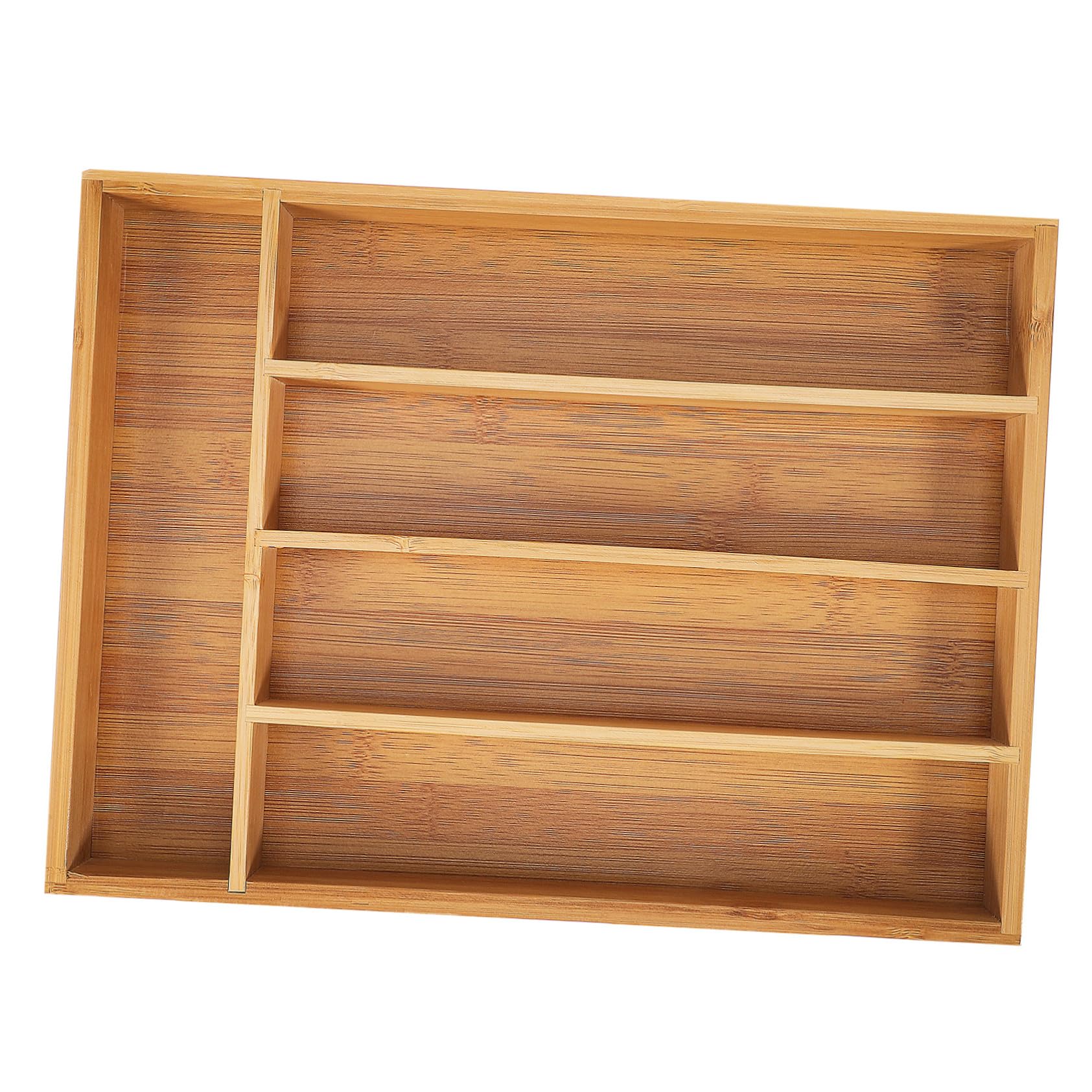 Organizador 5 Cajón de Bambú de Cocina para Cubiertos Marrón Ranuras | Bandeja de Almacenaje, Ranuras Multifunción, Acabado Elegante y Resistente al Desgaste, para Cocina