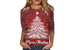 Women's Crewneck Christmas Tree Print Top