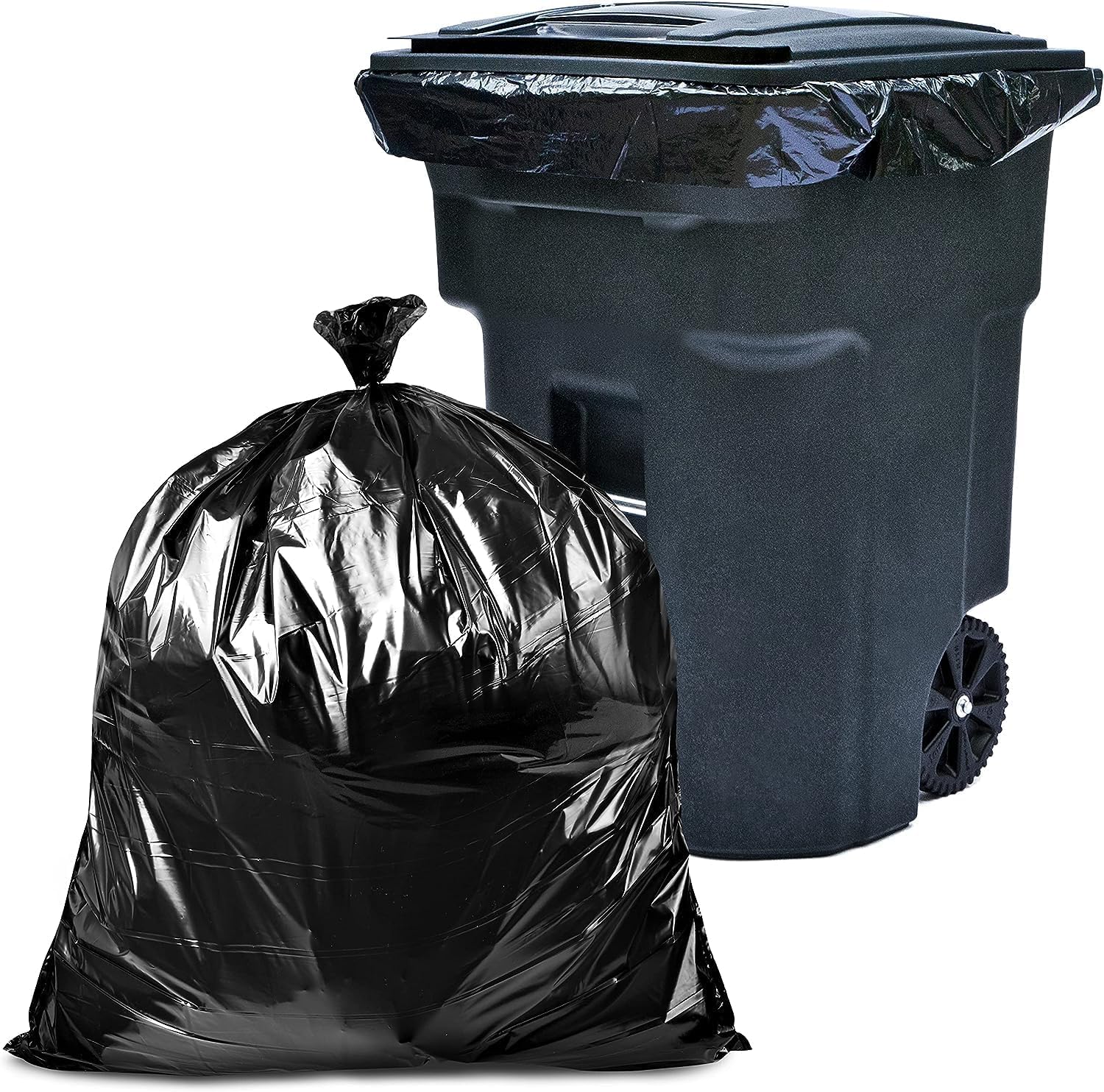 Sac poubelle 120 litres noir ultra résistant pour conteneur d'ordures
