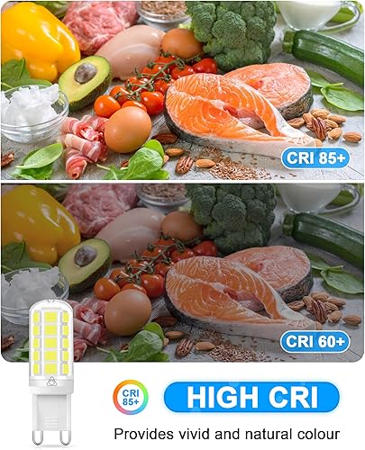 Miniatura 3 de Bombillas LED G9 regulables, 40 W, equivalente a halógeno G9 de 5000 K, luz blanca diurna T4 G9, bombillas de base bi-pin T4 G9, 120 V sin parpadeo,