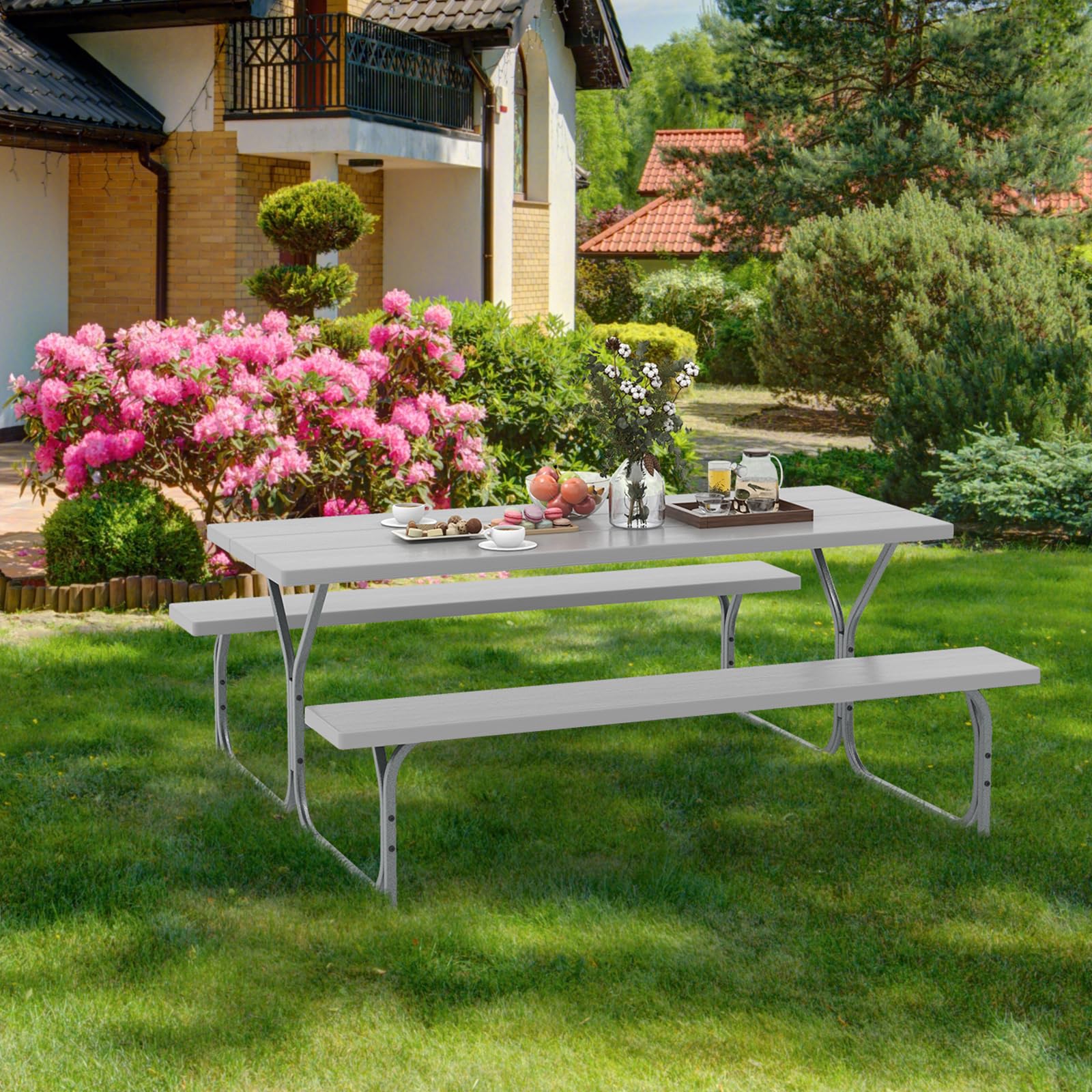 Amazon.com: Tangkula 6 Ft Picnic Table with 2 Built-in