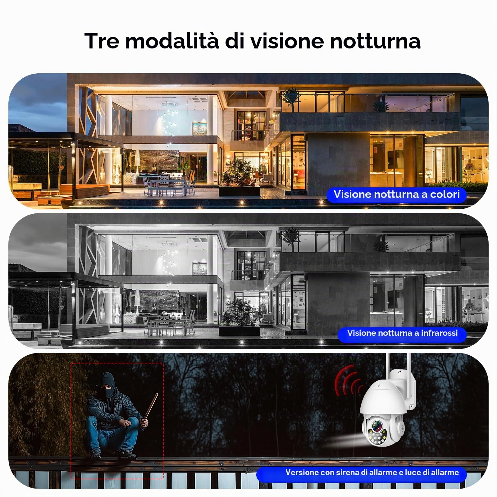 Sistema di allarme wireless Wi-Fi per la sicurezza domestica con telecamera esterna, kit di allarme GSM da 25 pezzi con sirena, sensori di movimento PIR, telecomandi, sensori per finestre/porte