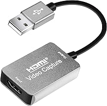 HDMI Video Capture, KUYiA Audio Video Capture Cards HDMI to USB 2.0, 1080P&30hz Record For DSLR Camcorder Action Cam,Live Broadcast HDMI Into USB (Grey)