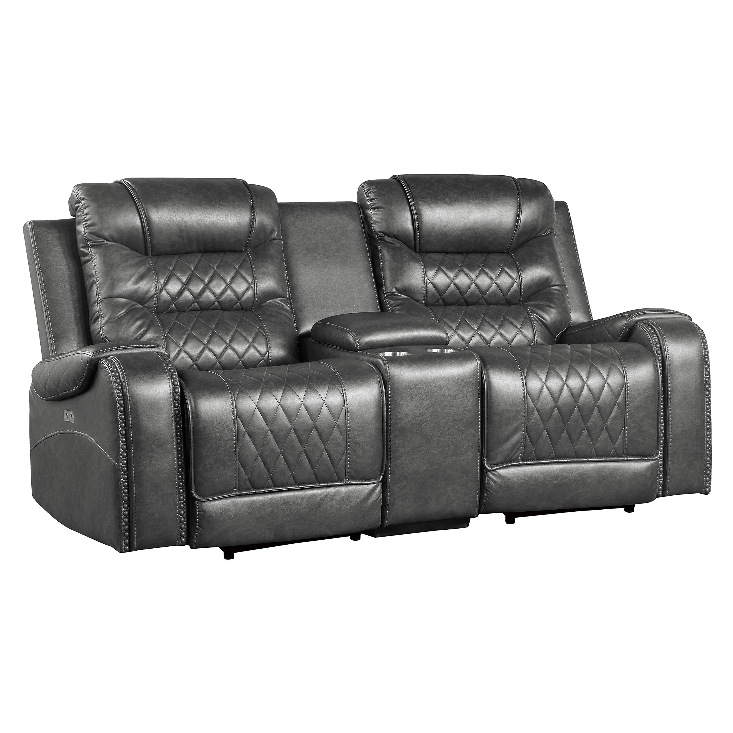 Lexicon Noura Power Double Reclining Loveseat, Grey