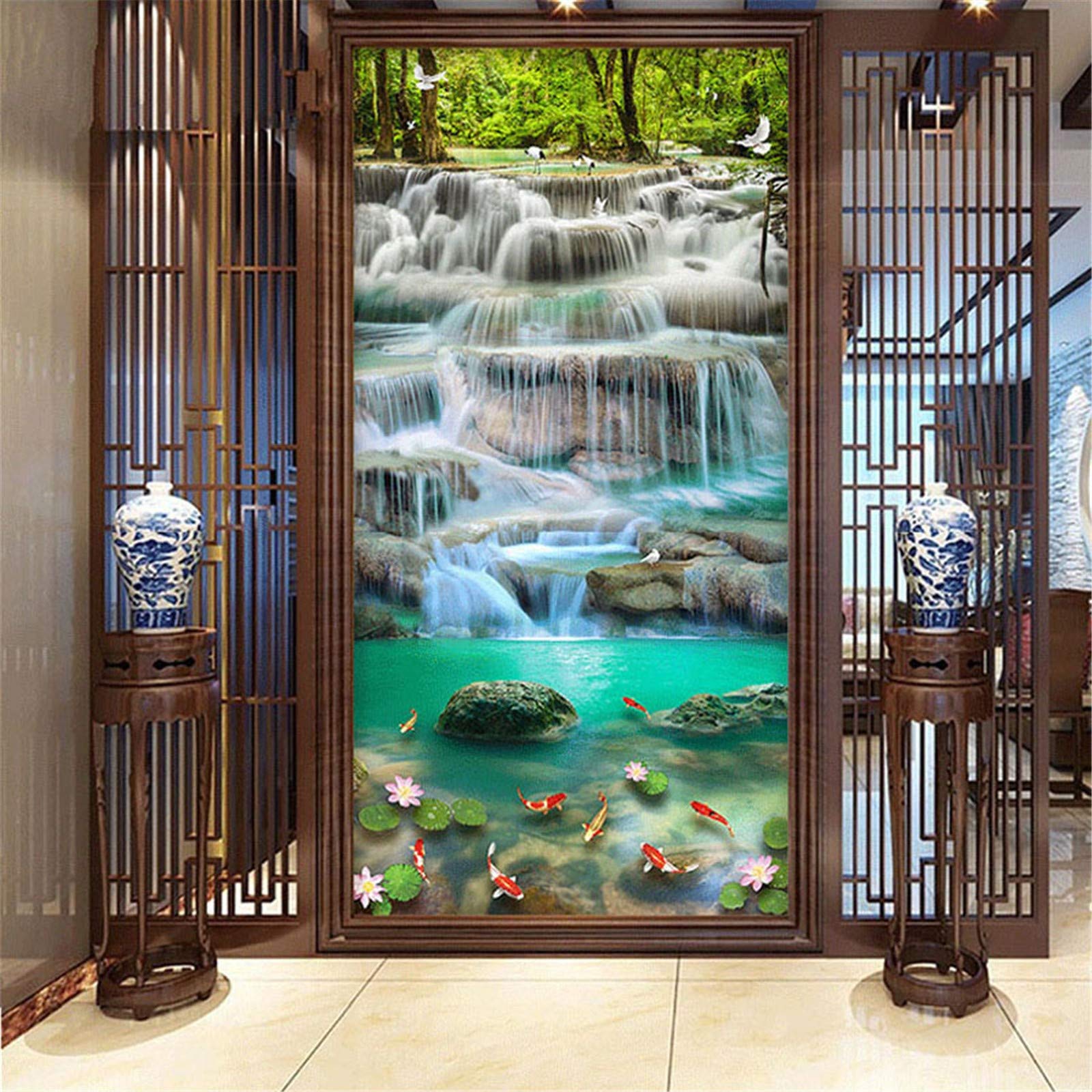 Peinture diamant complète cascade de forêt 28x56inch avec strass carrés pour adultes