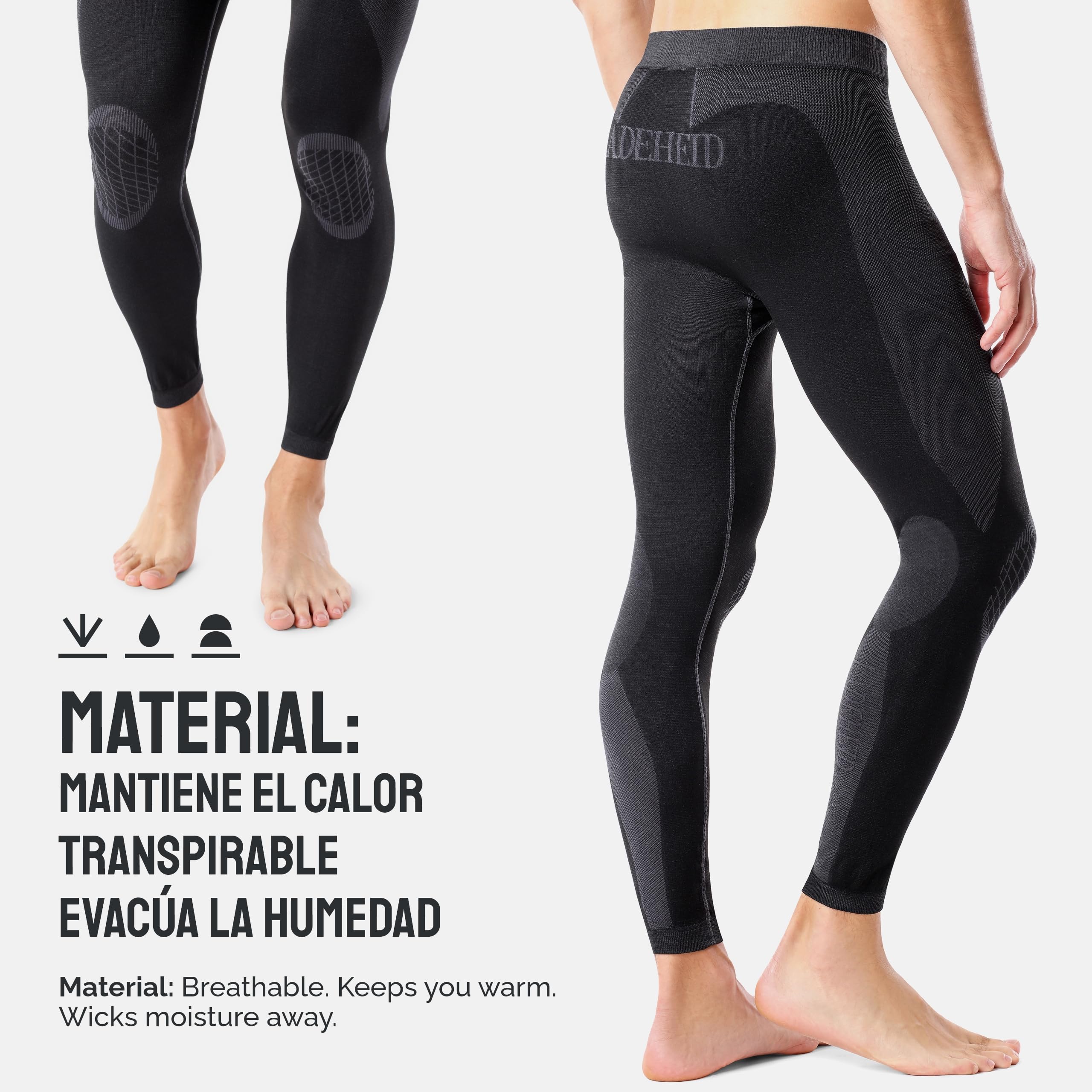 Ladeheid Conjunto Térmico Hombre – Ropa Interior Térmica con Camiseta Manga Larga y Pantalón Termico Hombre Running – Transpirable, Secado Rápido, para Deporte y Frio LAGI003