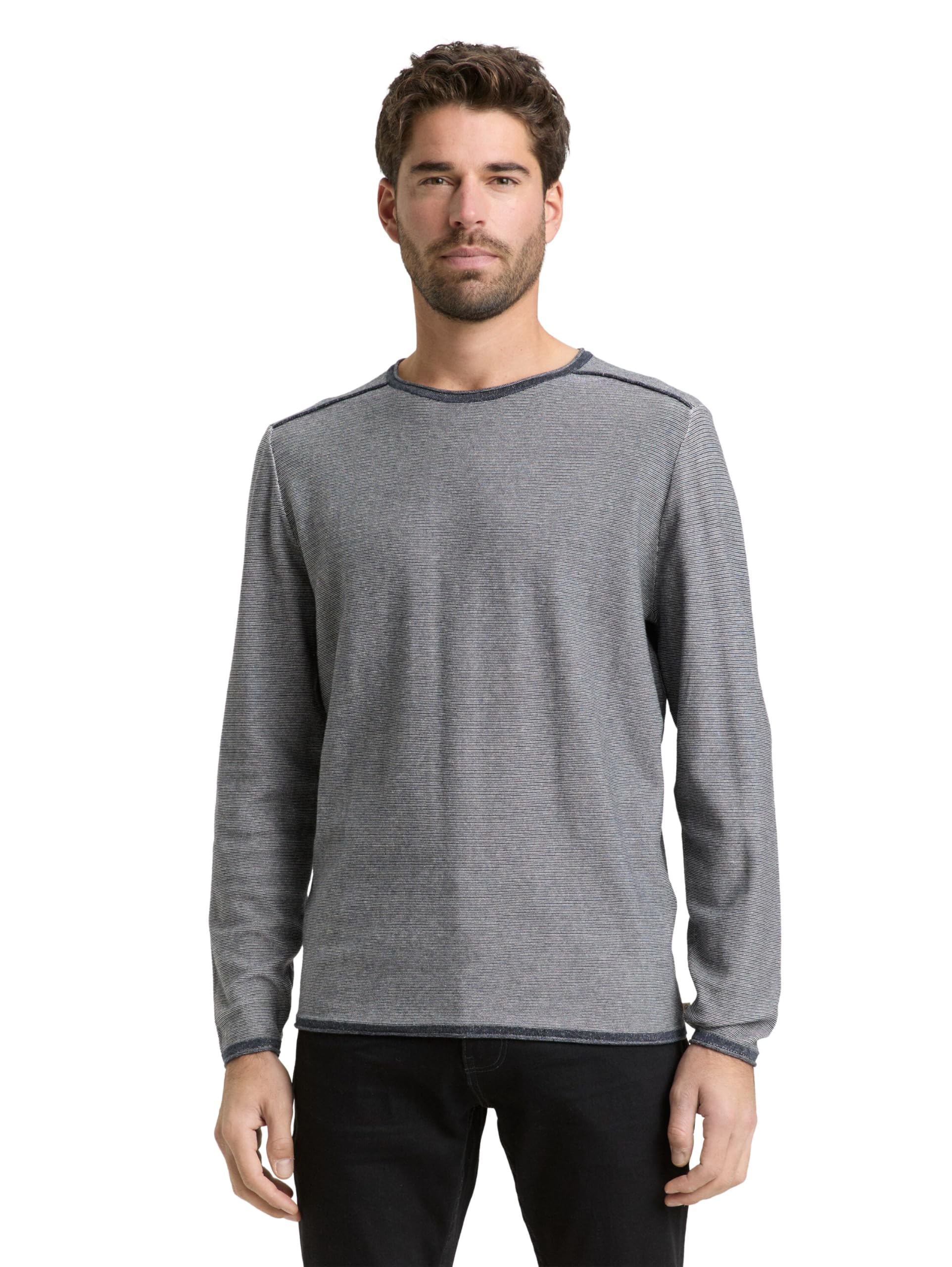 TOM TAILOR Herren Strickpullover mit feinem Streifenmuster