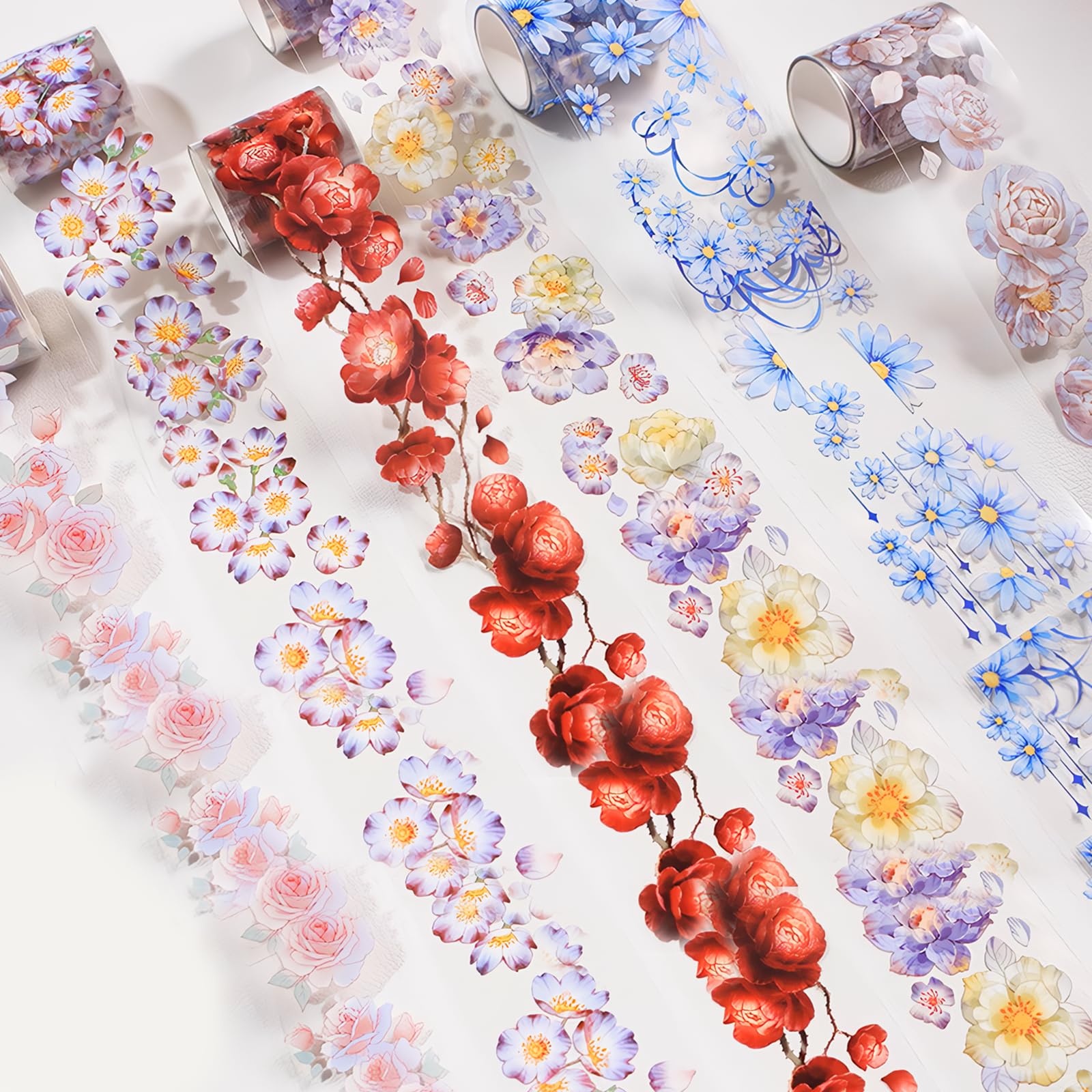 TecoKart ® 6 Rolls Floral Washi Tape Set, PET Transparent Aesthetic Flower Stickers, DIY Decorative Tape Supplies for Scrapbook, Journal, and DIY Craft Washi Tape Stickers (B0DGGM99NY) Amazon Price History, Amazon Price Tracker