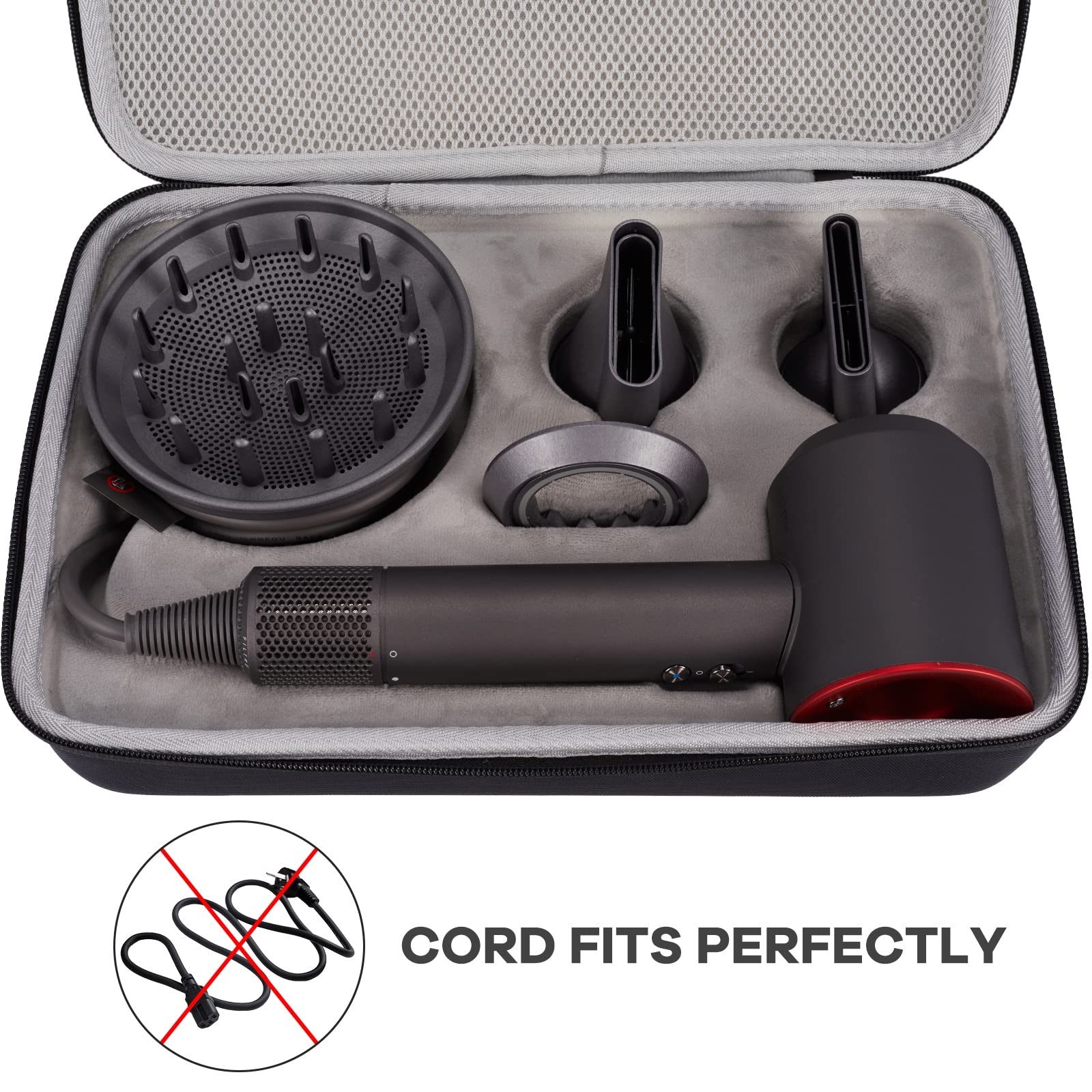 Estuche para secador de pelo Dyson Supersonic, portátil, estuche de almacenamiento duro de viaje con espacio de almacenamiento adicional para accesorios (solo funda) 2