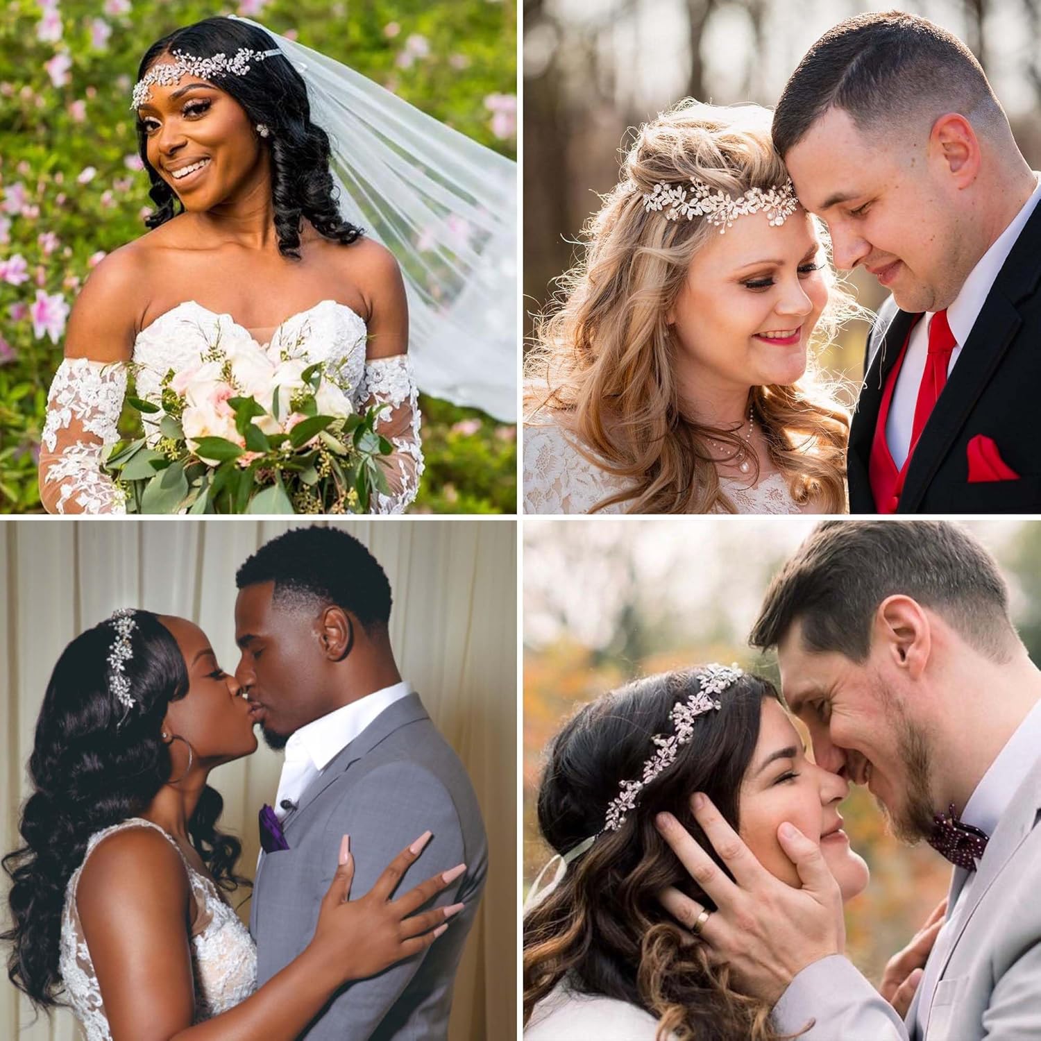 BABEYOND Bridal Headpiece Handmade Wedding Hair Vine Bead Crystal Floral Leaf Headband with Lace Ribbon - Image 6