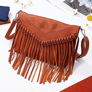 CALLARON Women Tassel Purse Tassel Shoulder Bag Leather CALLARON Women Tassel Purse Tassel Shoulder Bag Leather