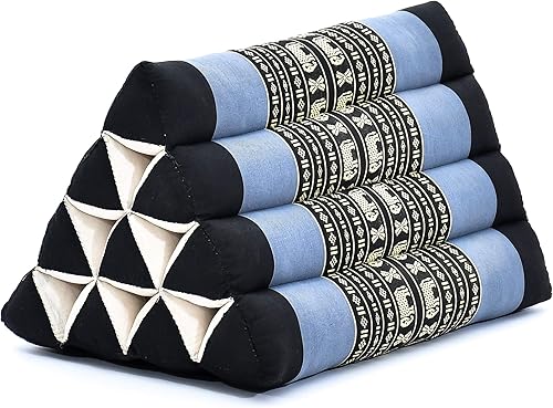 Leewadee Cojín triangular  Cómodo respaldo para TV o lectura, almohada inclinada para relajarse hecha de kapok ecológico, 20 x 13 x 13 pulgadas, azul
