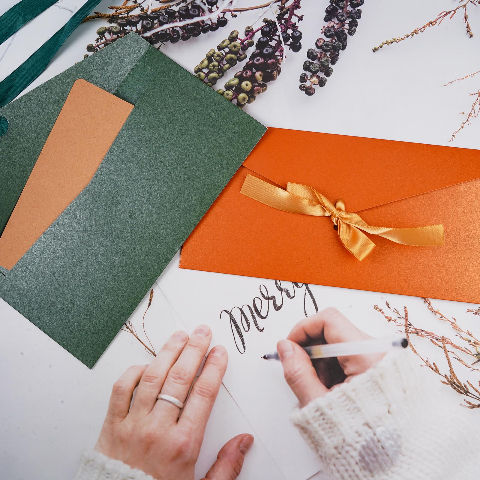 Lot De 24 Enveloppes Colorées Avec Ruban – Papier Kraft Perlé, 22x11 Cm, Pour Mariage, Anniversaire, Cartes Cadeaux, Invitations