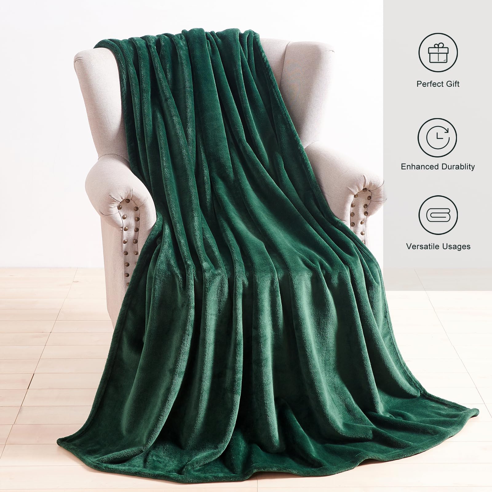 Vielit Coperta In Pile Morbida 150x200 Cm - Leggera, Calda E Traspirante Per Divano E Letto (Verde)