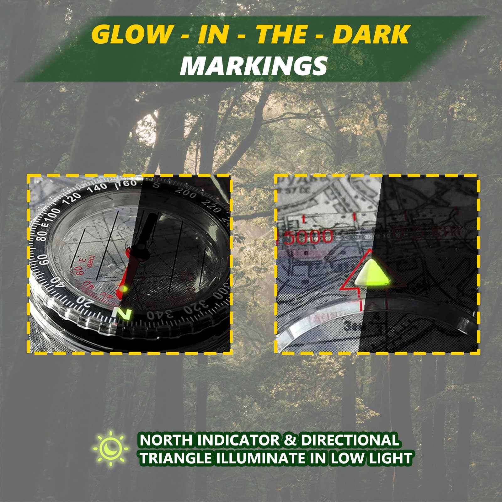 Boussole de Navigation, Transparente Compas d'Orientation avec Déclinaison Réglable pour Randonnée Camping, Sport de Plein air