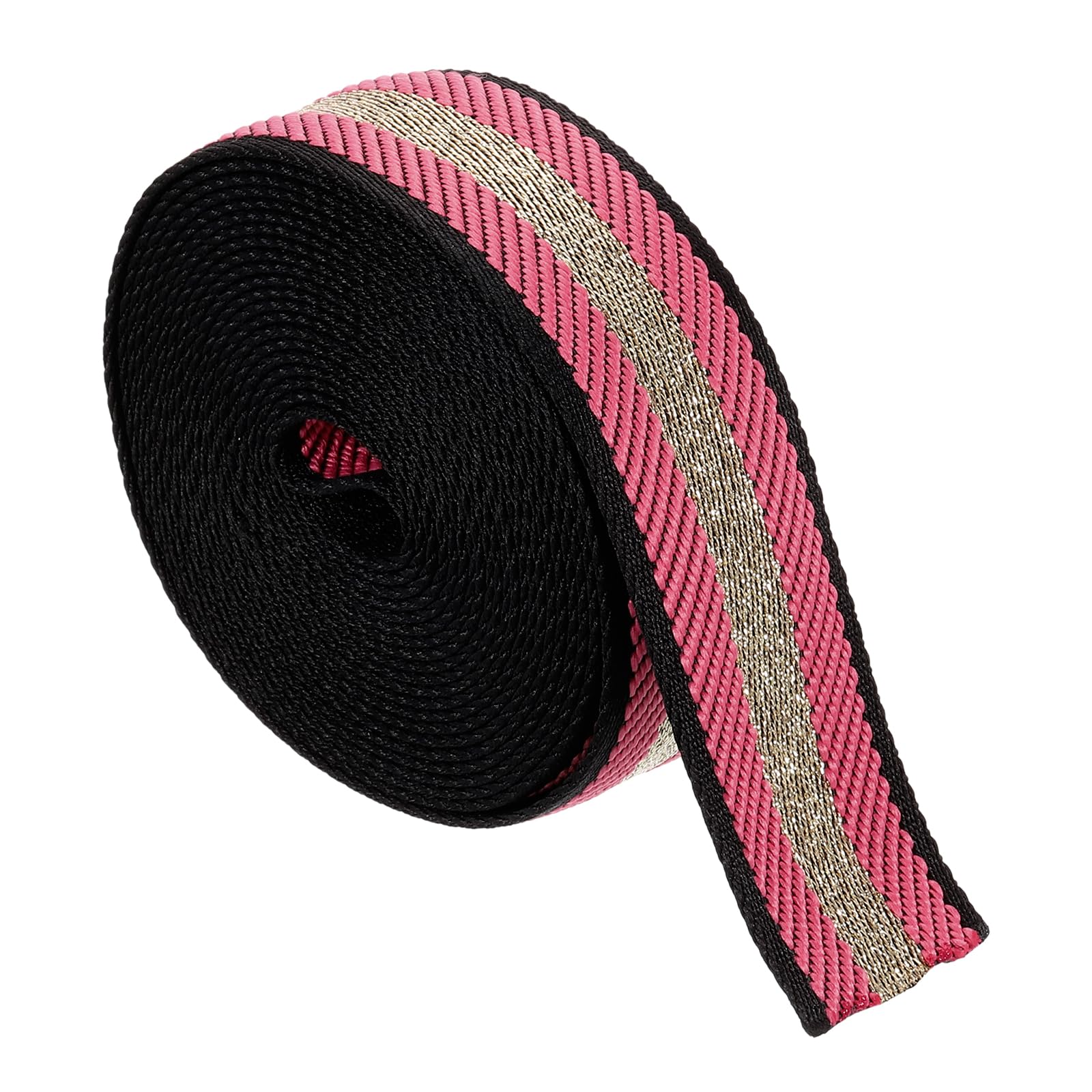 sourcing map 5 Yards Nylon Webbing Strap, 1 3/8-inch(38mm) Striped Webbing Straps Nylon Heavy Duty Webbing Strap Nylon Strap Belt for Backpack Crafts, Pink