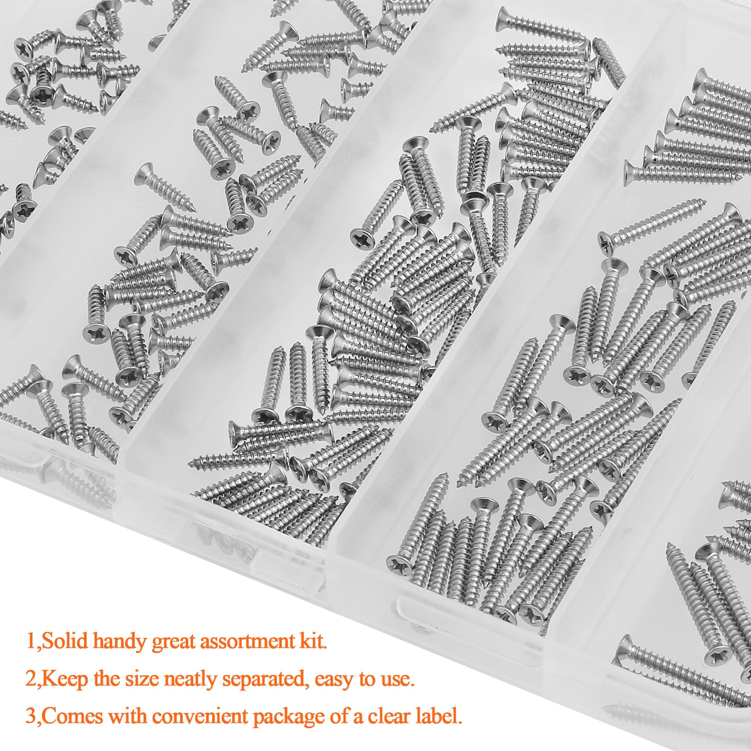 Stainless Steel Wood Screws - 240 Piece Set -6