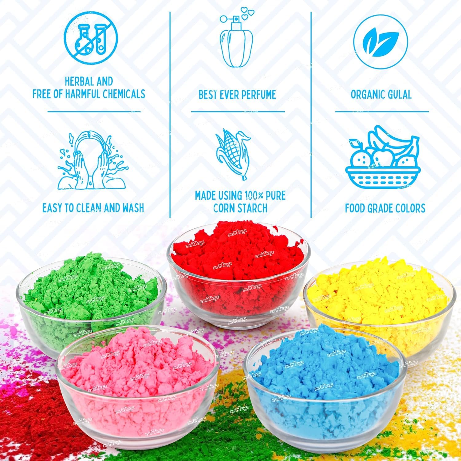 MustHome | Holi Colour | Holi Gulal Organic 2 Packets 80 gm Each| Holi Pichkari | Holi Gifts Hamper | Magic Water Balloons 37 pcs, 50 Water Balloons | Corporate Gifts for Holi | Chandan 3