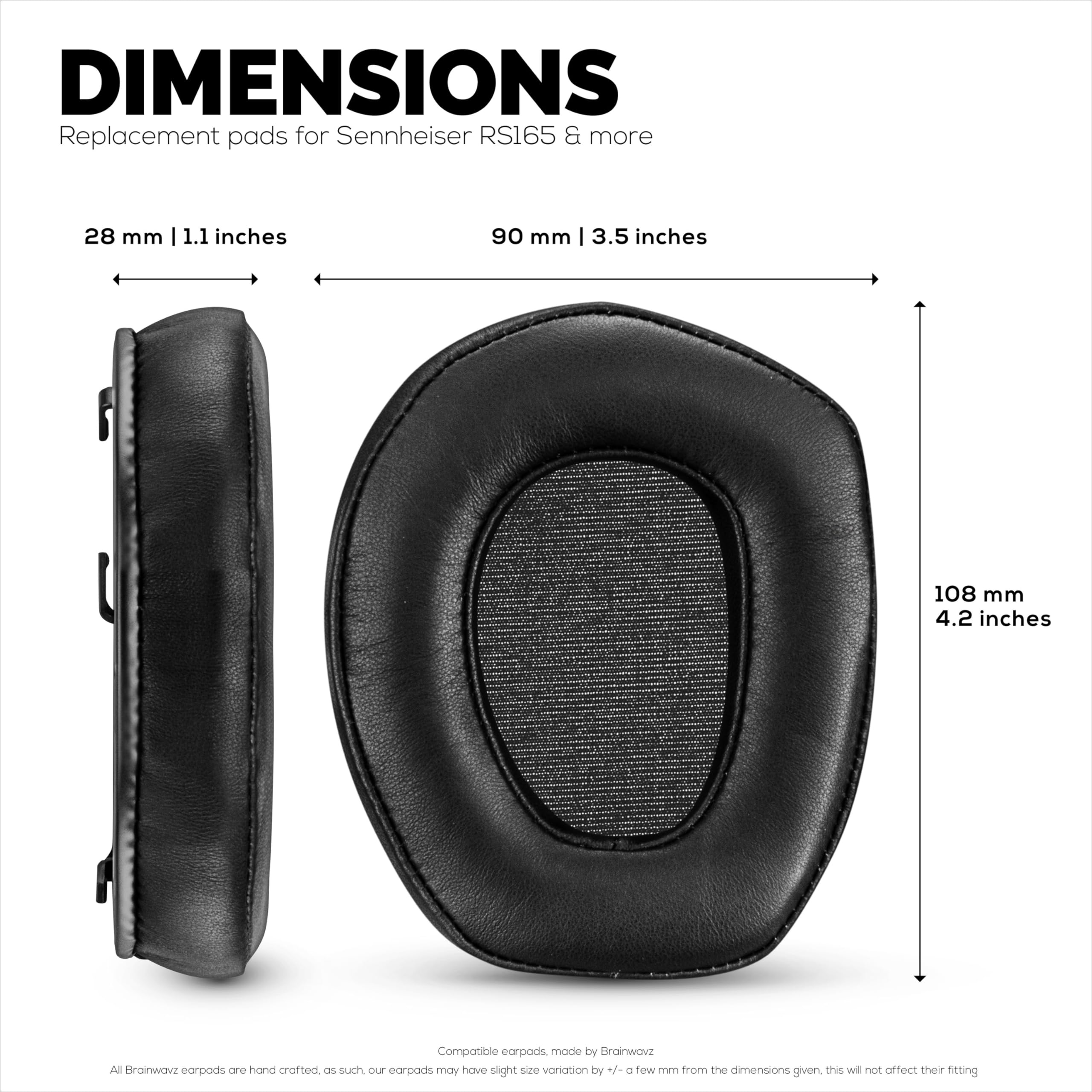 Almohadillas de repuesto de piel de oveja para auriculares SENNHEISER RS165, RS175, RS185 y RS195, piel auténtica suave y almohadilla de espuma viscoelástica, HDR165, HDR175, HDR185, HDR195, por