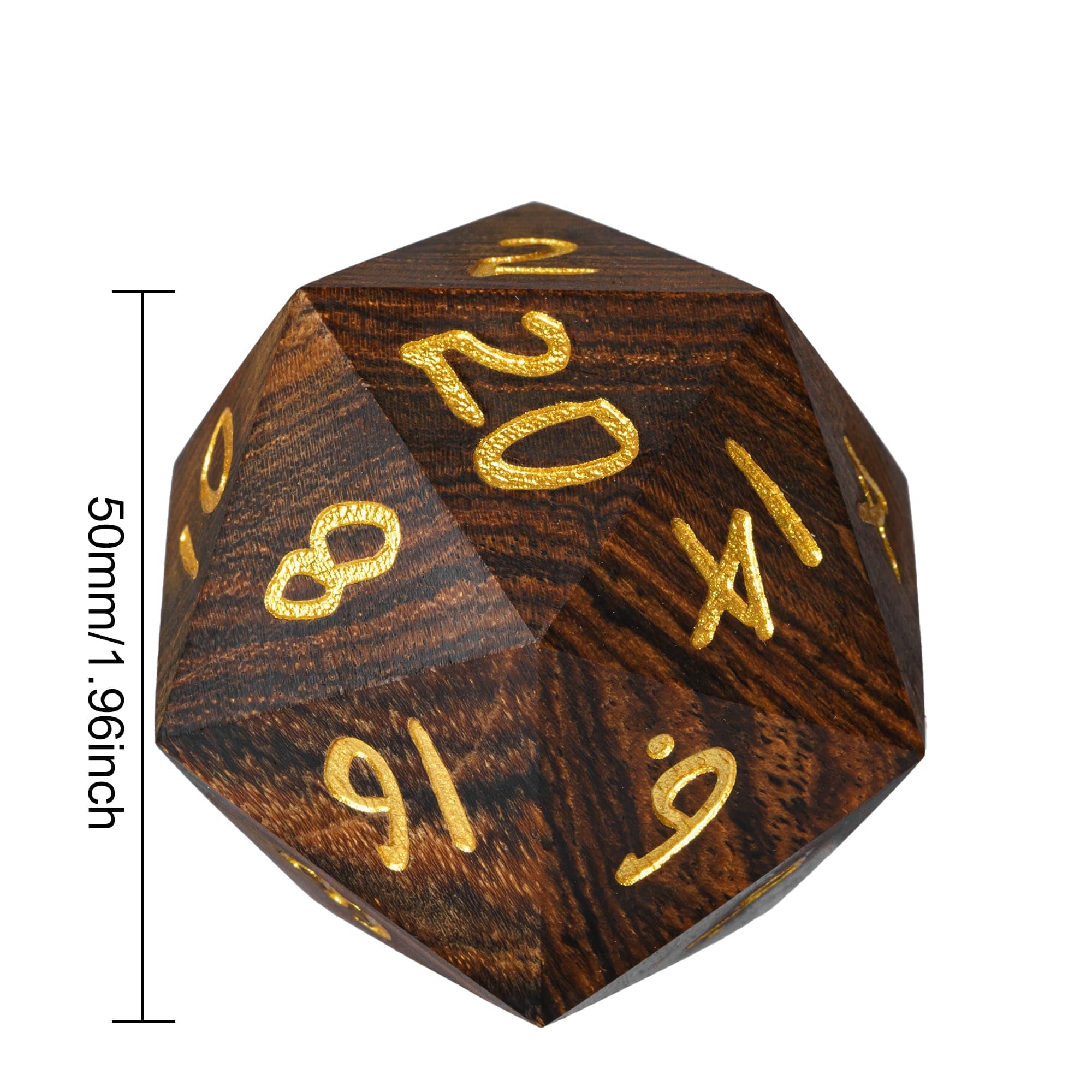 Dadi poliedrici in legno D20 da 50 mm, 20 facce, per giochi di ruolo e altri giochi da tavolo