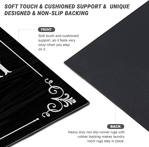 Miniatura 6 de Juego de 2 alfombras para lavandería, antideslizantes, para decoración de lavandería, alfombras lavables para baño, cocina, 17 x 28 + 17 x 47