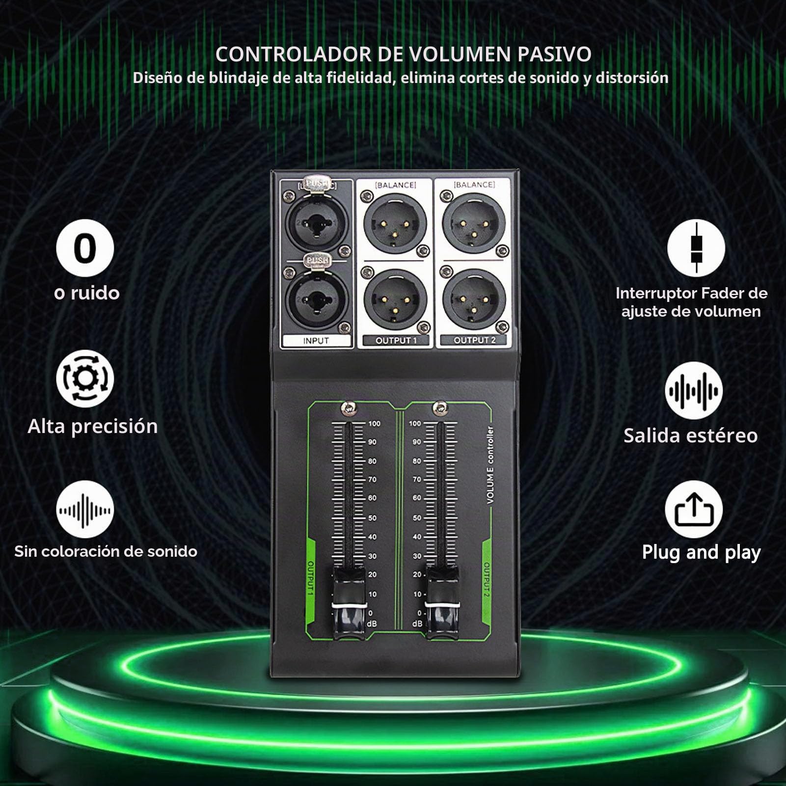 Controlador de Volumen Pasivo, Ajustador de Nivel de Sonido Controlador de Estudio Pasivo, Controlador de Volumen de Monitor Estéreo Pasivo, Controlador de Volumen Estéreo para