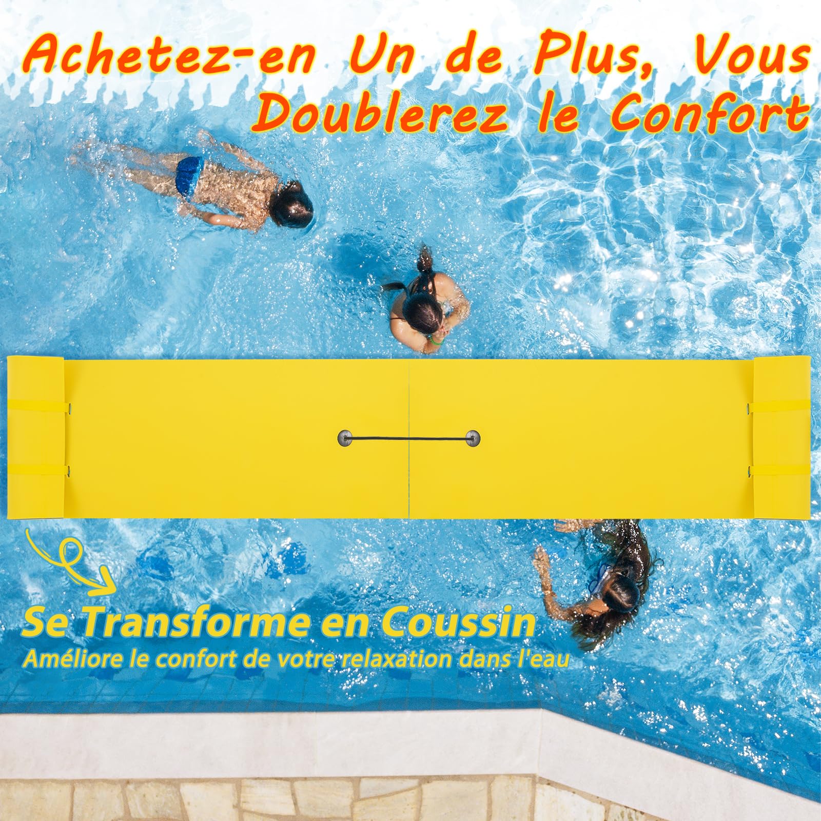 Gymax Tapis Flottant 12 Pieds x 6 Pieds pour l'Eau, Île Flottante en Mousse à 3 Couches pour Piscine et Lac, Orange Gymax Tapis Flottant 12 Pieds x 6 Pieds pour l'Eau, Île Flottante en Mousse à 3 Couches pour Piscine et Lac, Orange