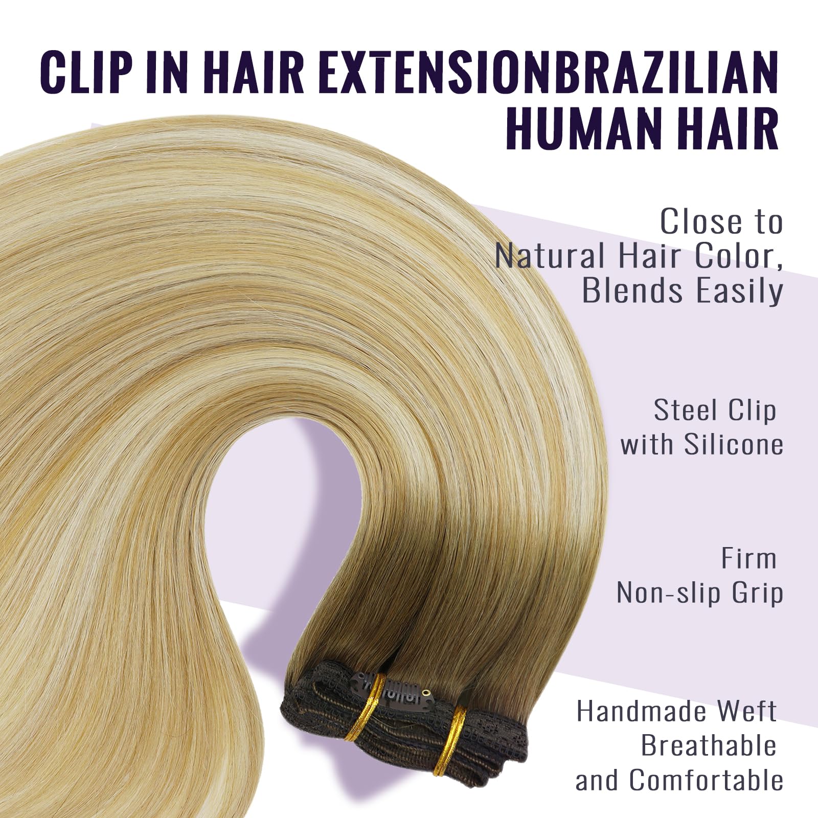 Fshine Clip Dei Capelli Umani in Estensioni Marrone Castagno Ombre Biondo Mix Platino Blonde Estensioni Dei Capelli Umani Reale 24 Pollice Estensioni Dei Capelli Umani Straight 120g 7pcs