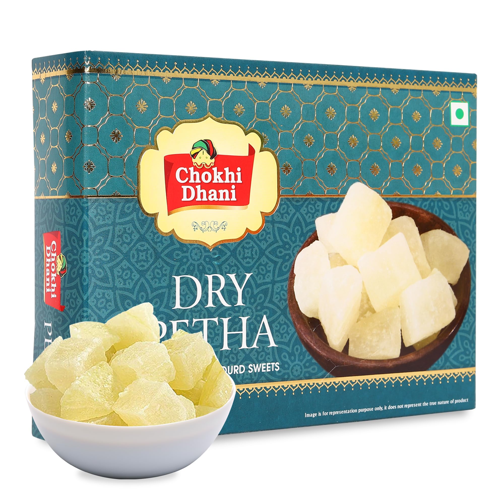 Chokhi Dhani Dry Agra Petha 400gm, Soft and Juicy Indian Mithai | White Ash Gourd Petha Sweets (Gift Box, Pack of 1)