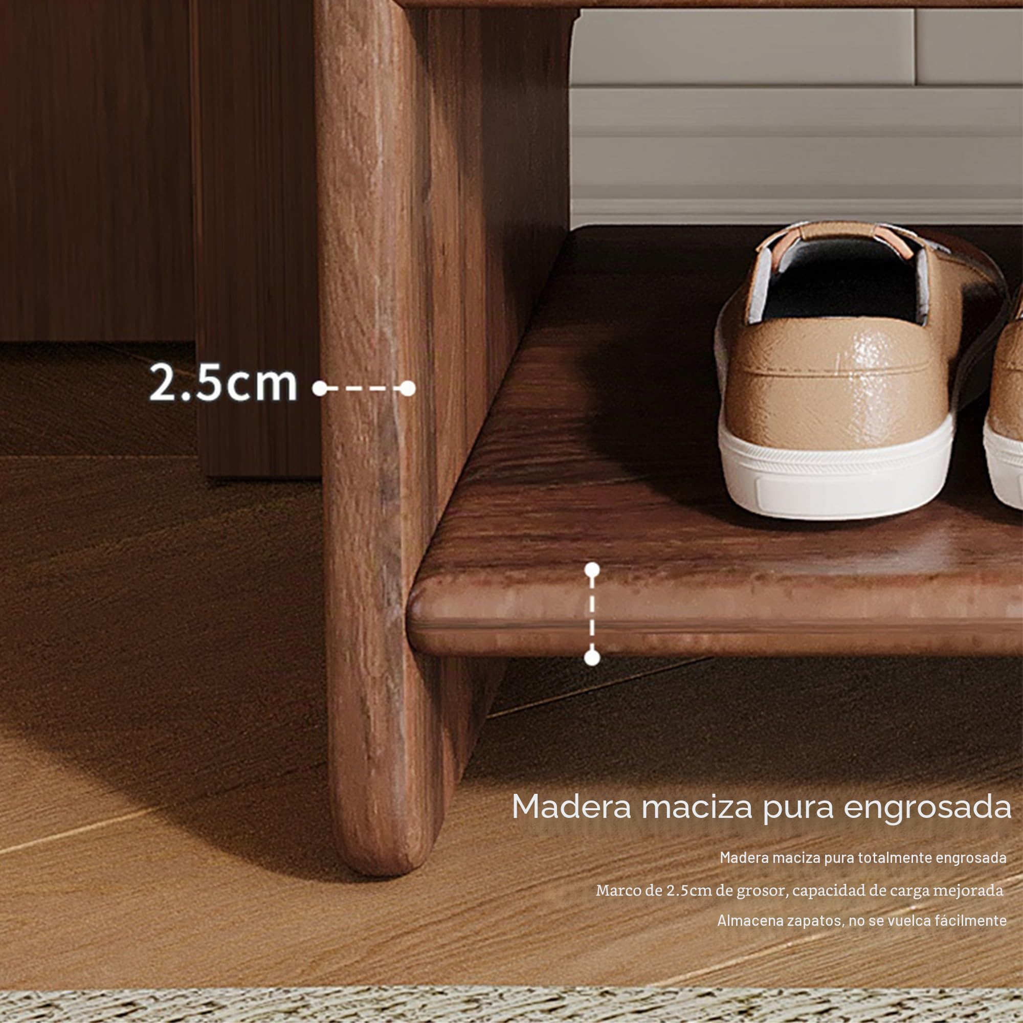 Zapatero con asiento, banco con espacio de almacenamiento, zapatero de madera con banco, banco de cama, banco acolchado para entrada, dormitorio, pasillo, salón (color madera, 80 cm)