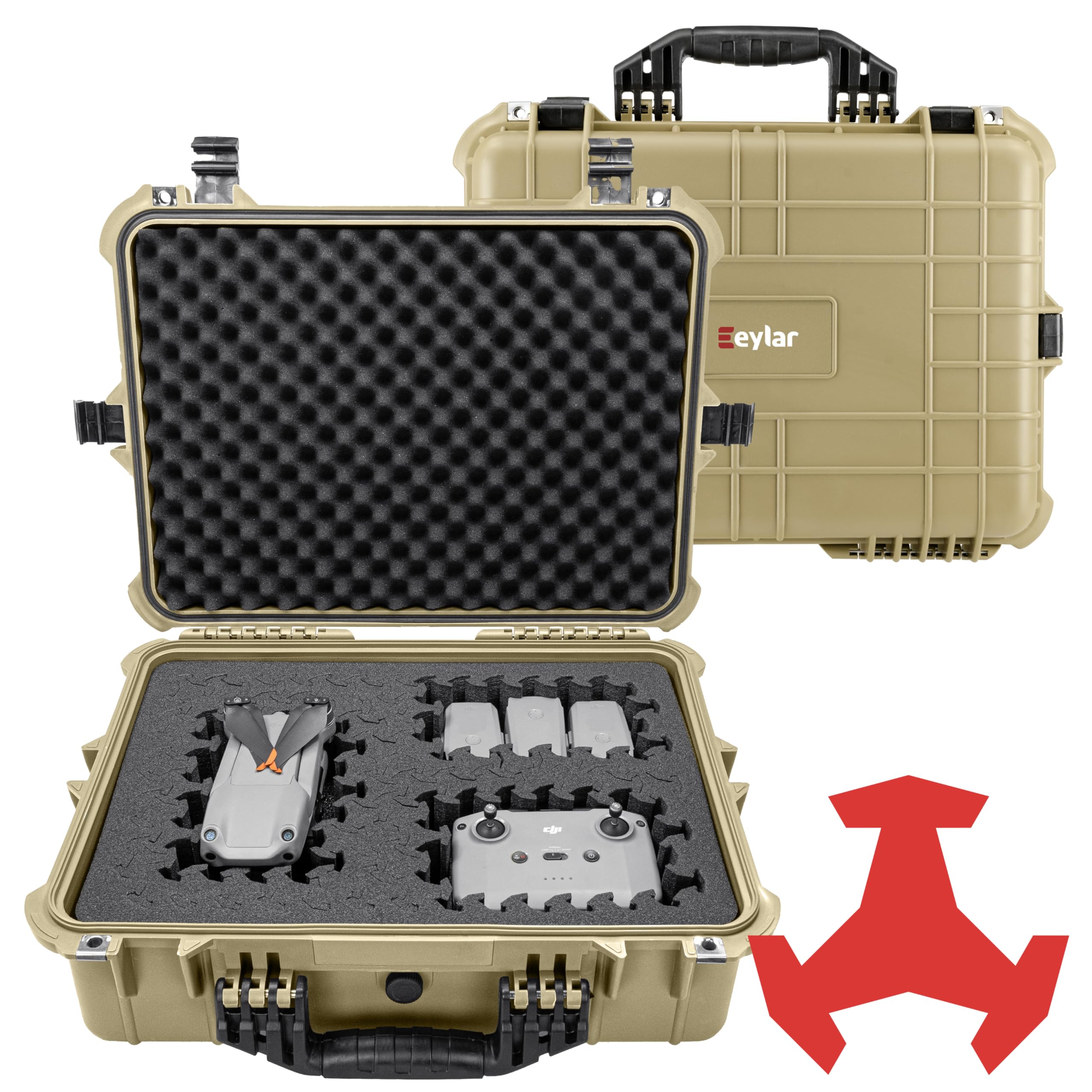 Eylar 20" Large Hard Case Equipped With Ragar Reconfigurable & Reusable XP Crosslinked Foam Insert, Waterproof, Shockproof For Equipment, Drones And